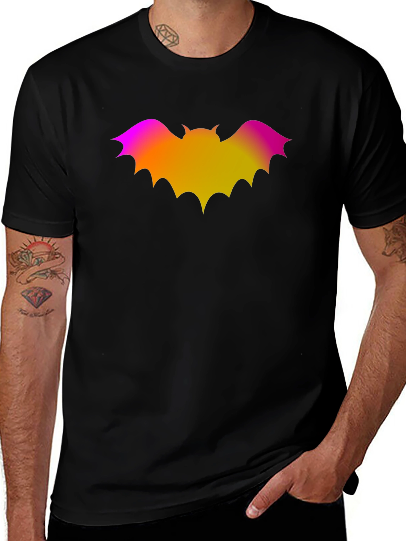 Variant 5 of Gradient Bat Graphic Black T-Shirt