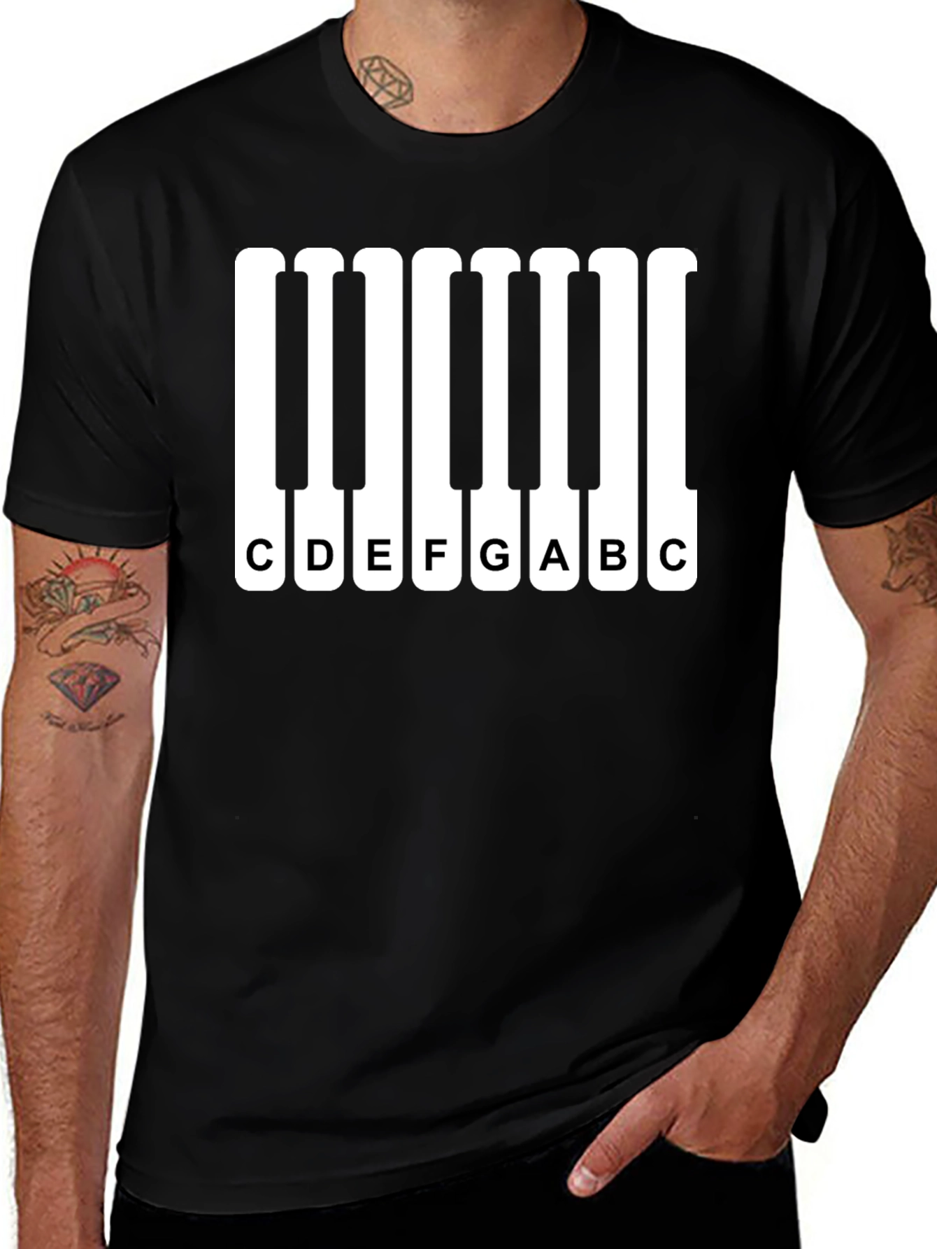 Variant 24 of Piano Keys Music Notes Graphic T-Shirt