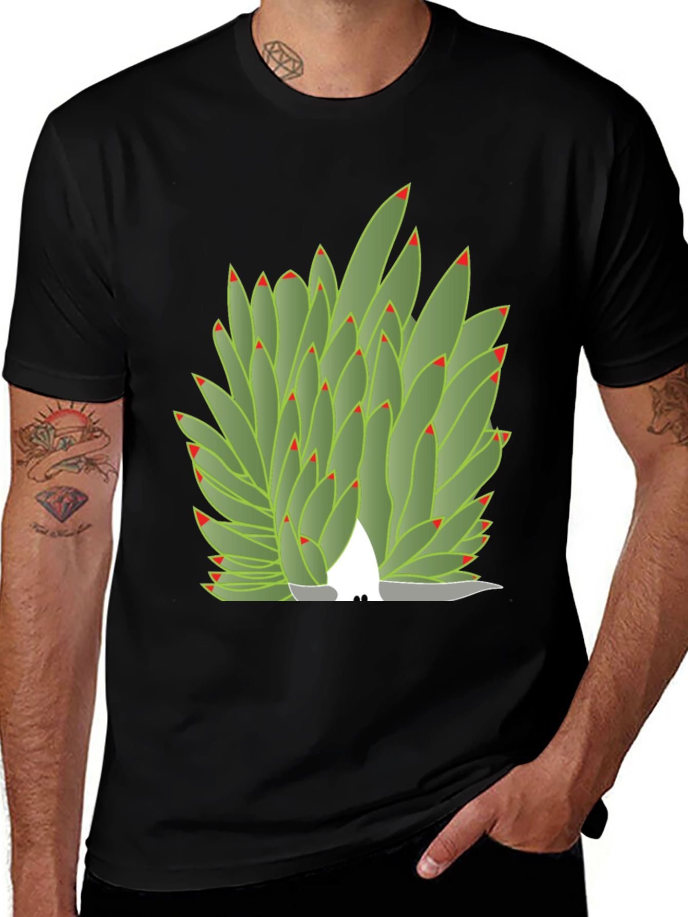 Variant 10 of Succulent Plant Graphic Tee - Black Cotton Blend