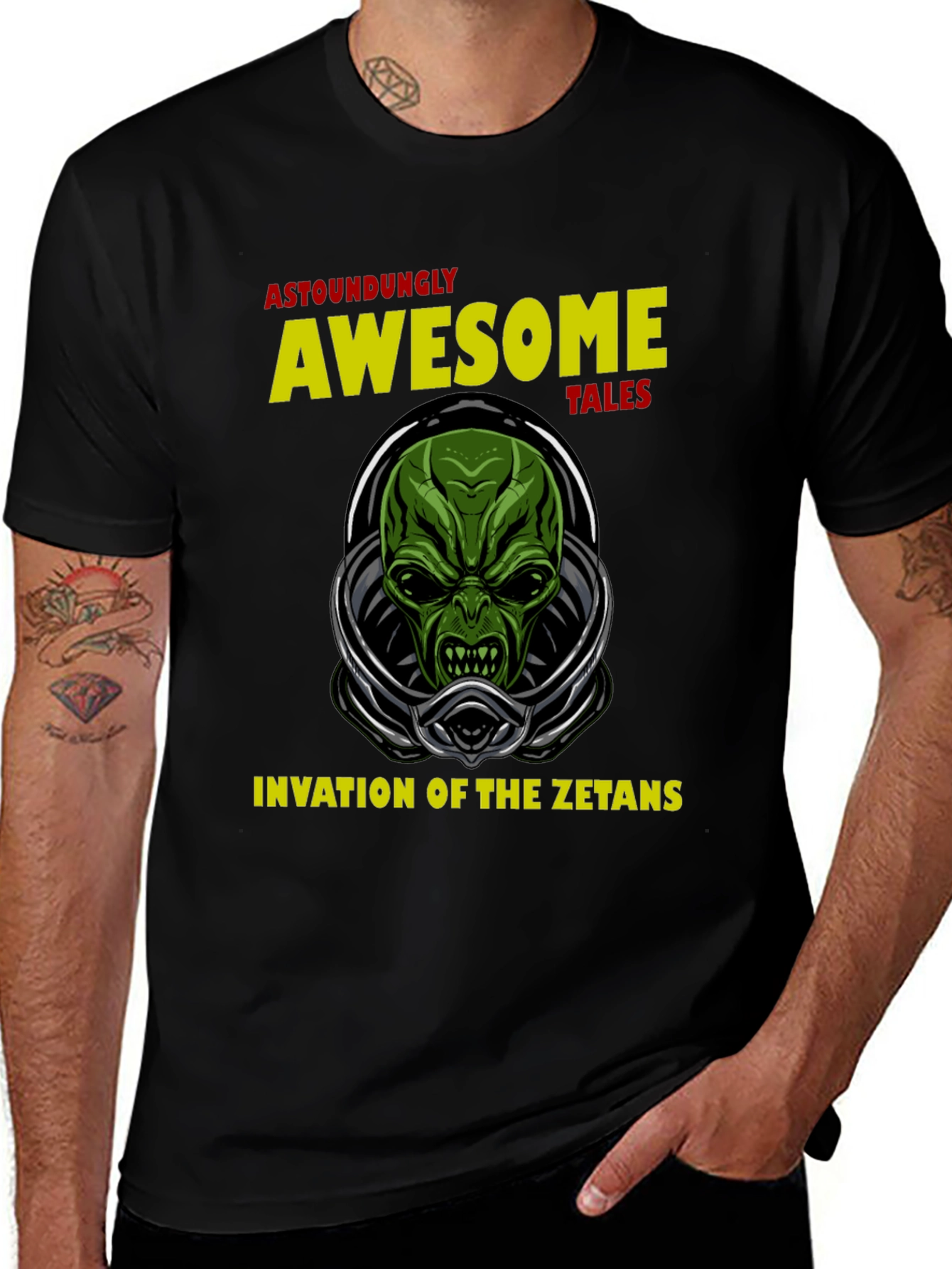 Variant 16 of Awesome Tales Alien Invasion Black T-Shirt