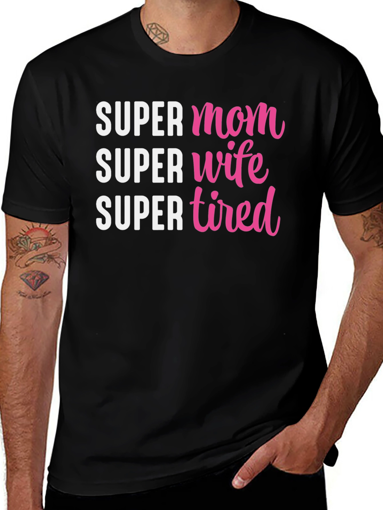 Variant 6 of Super Mom Wife Tired Funny Graphic Tee