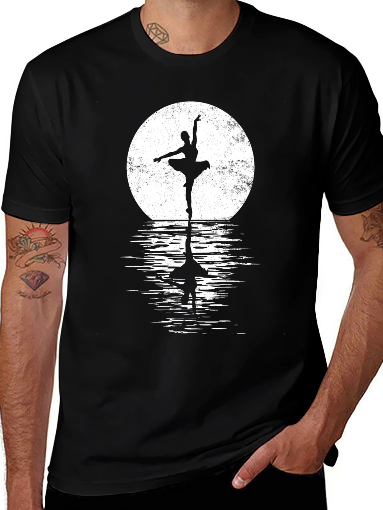 Variant 6 of Ballerina Moon Reflection Black T-Shirt