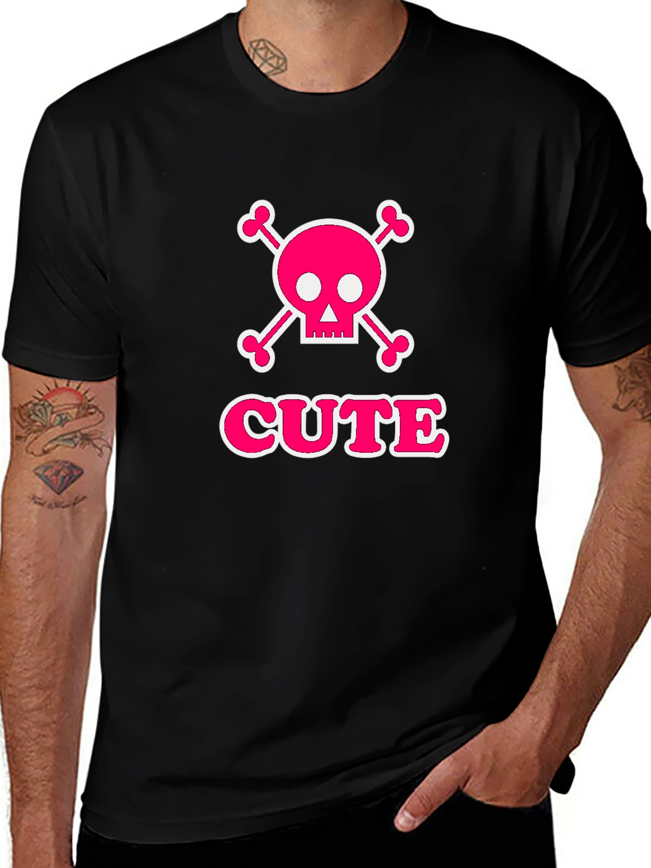 Variant 28 of Cute Skull & Crossbones Graphic Tee - Black