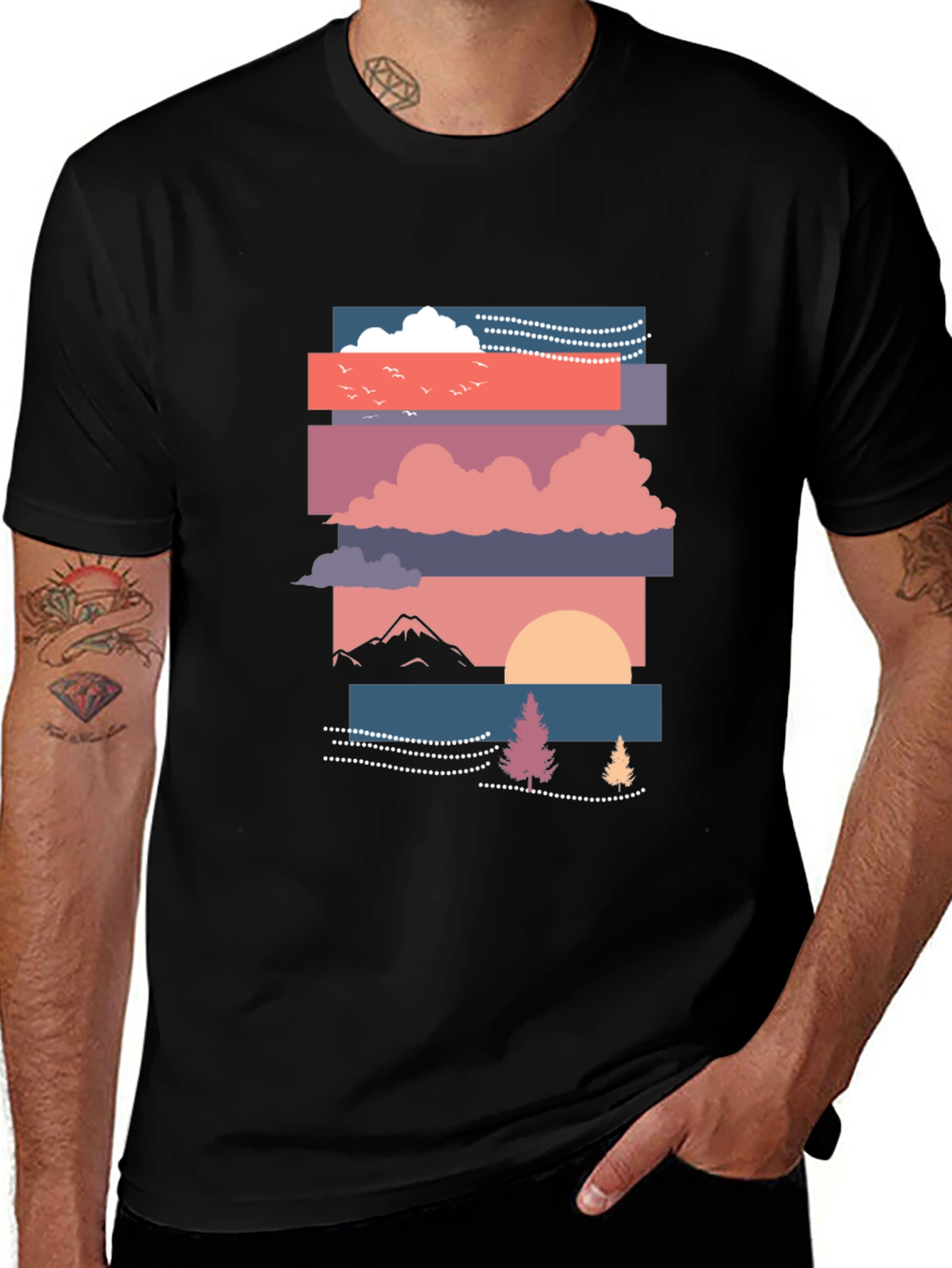 Variant 22 of Sunset Graphic Tee - Stylish and Comfortable Black T-Shirt