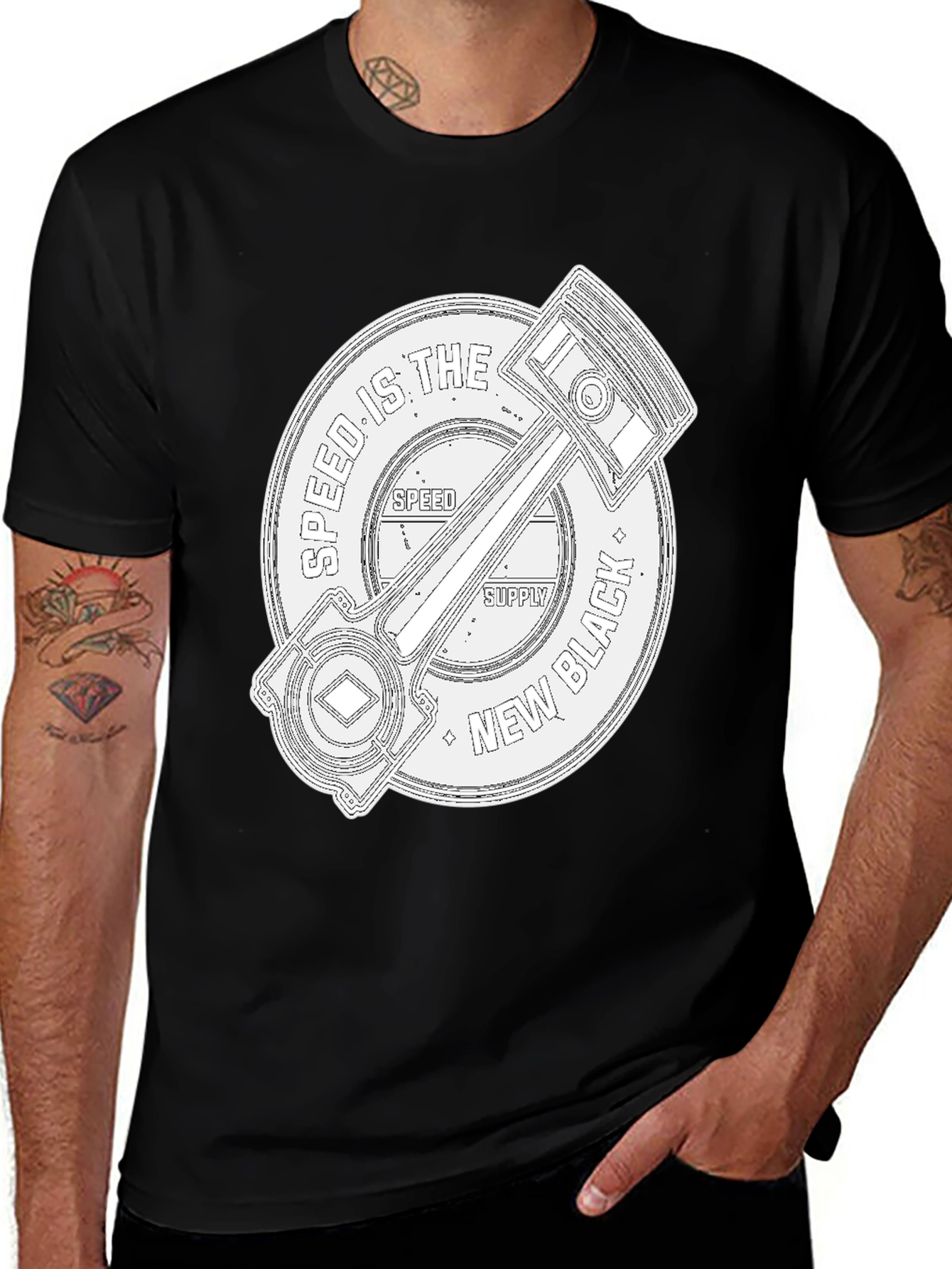 Variant 25 of Speed Supply Black Piston Graphic Tee