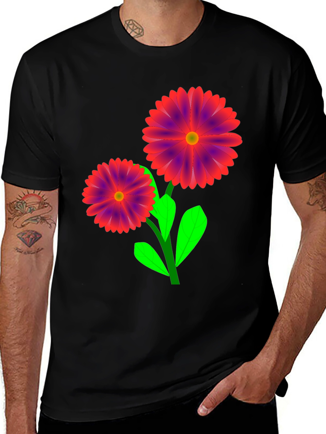 Variant 15 of Floral Graphic Black T-Shirt