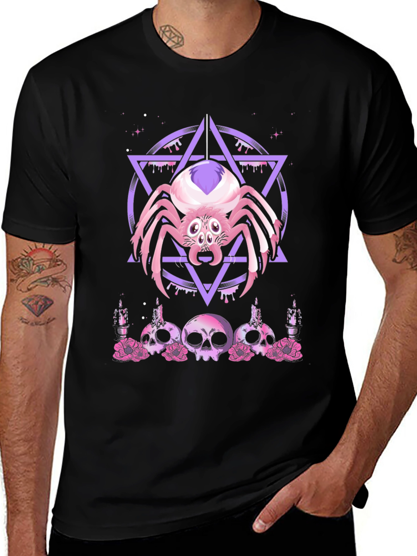 Variant 18 of Gothic Spider T-Shirt - Skull and Star Design
