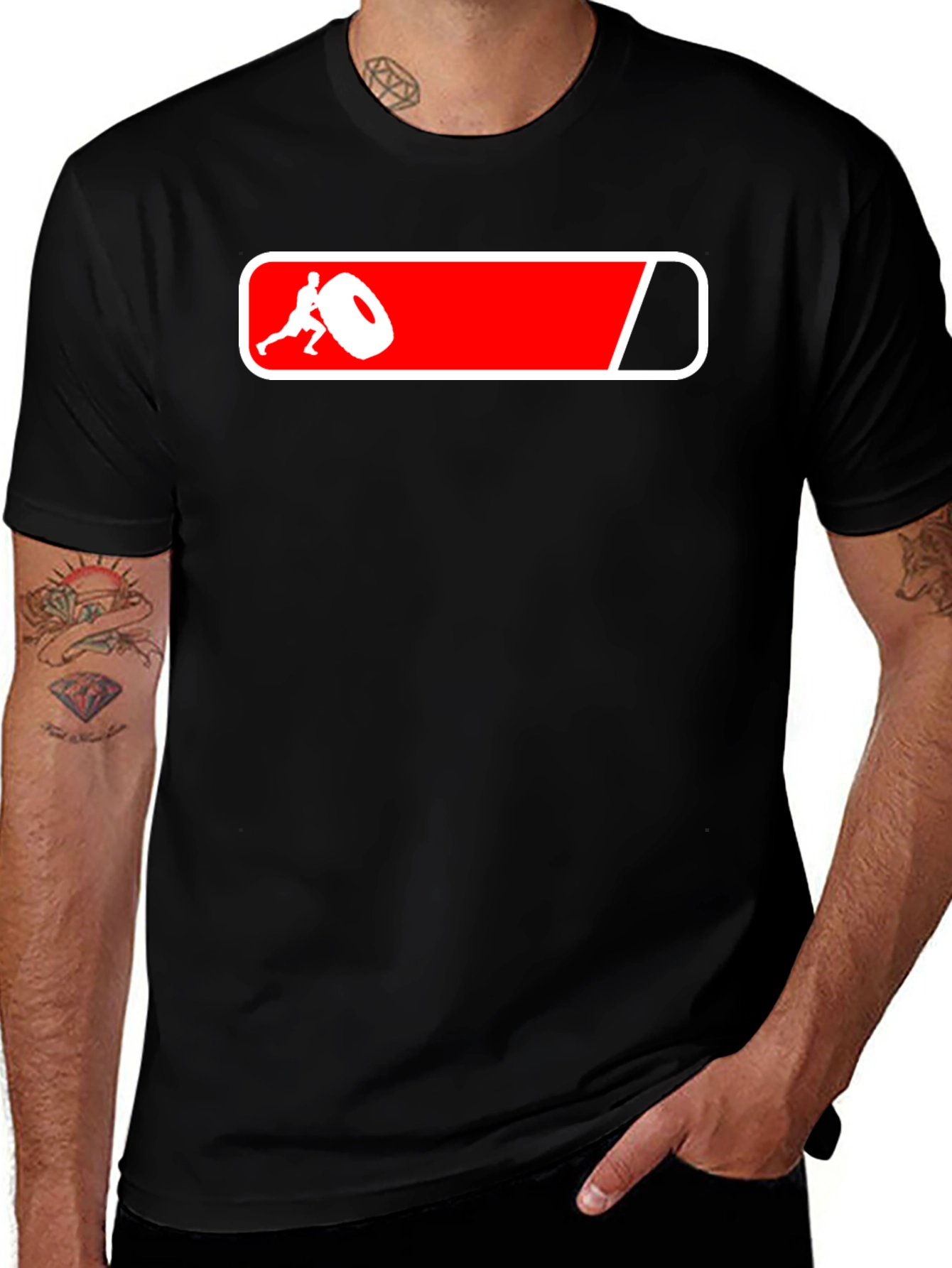 Variant 7 of Red & Black Tire Flip Gym T-Shirt