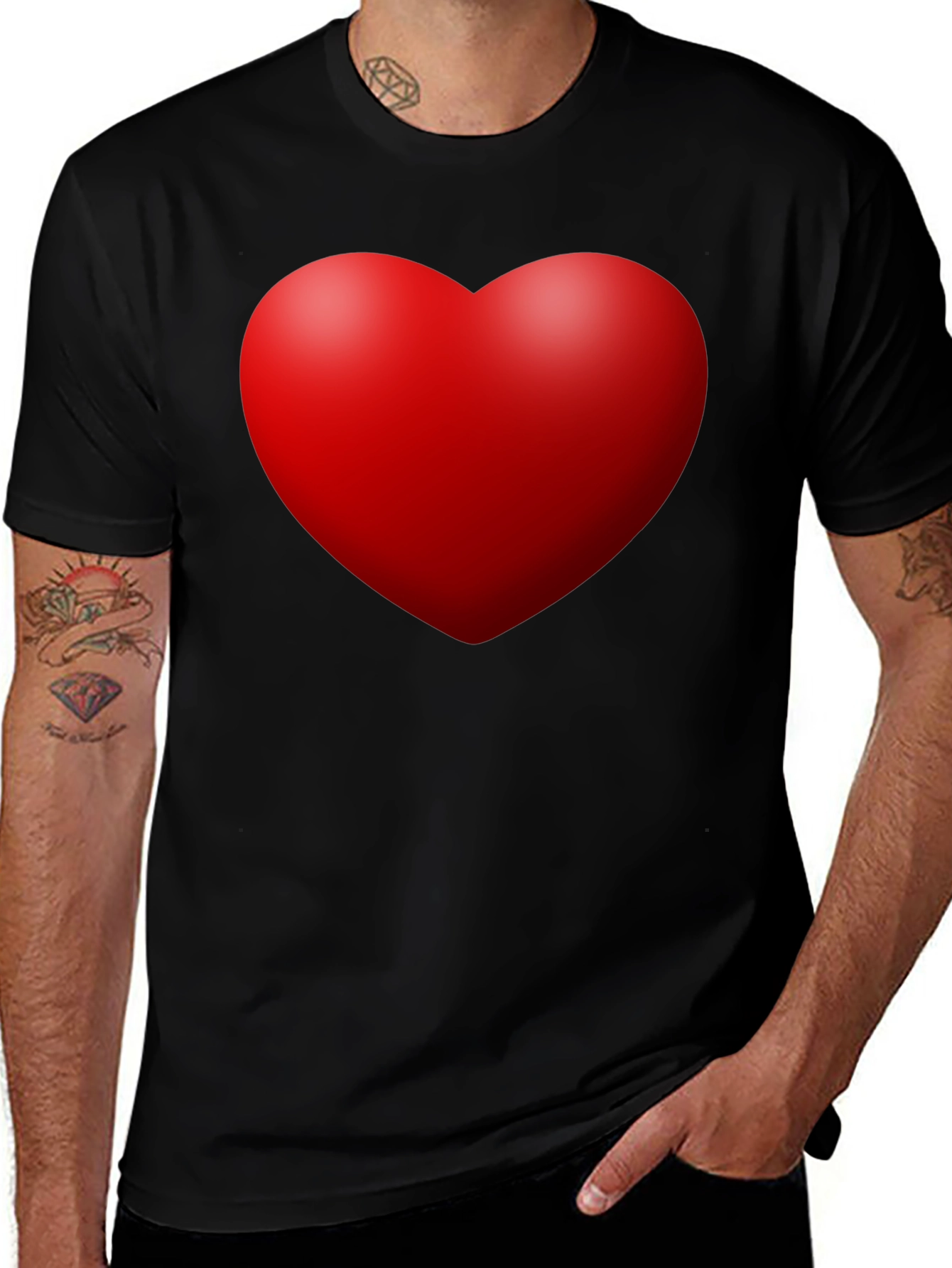 Variant 5 of Heart Graphic Black T-Shirt - Stylish Casual Wear