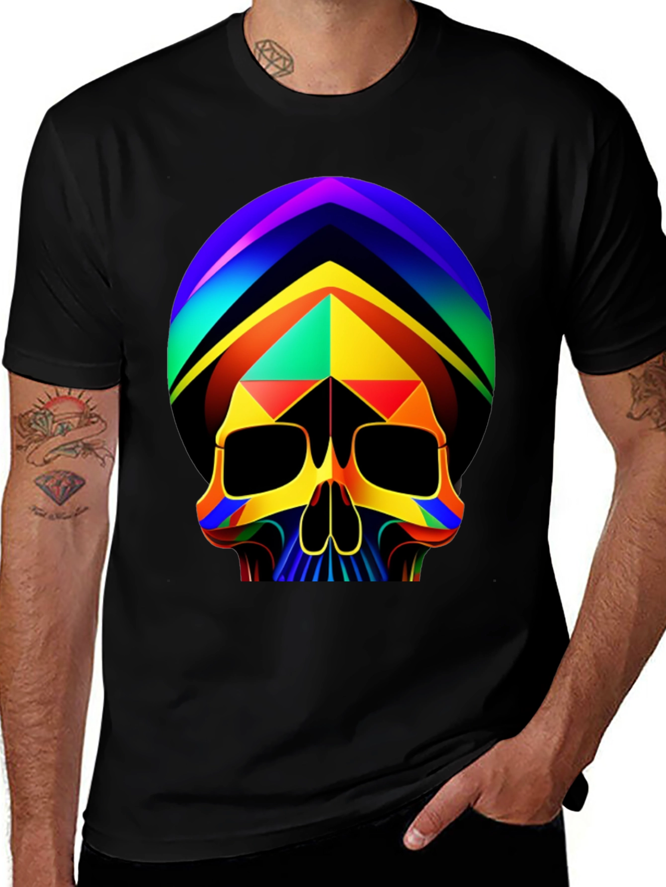 Variant 22 of Geometric Skull Graphic Tee - Bold Style