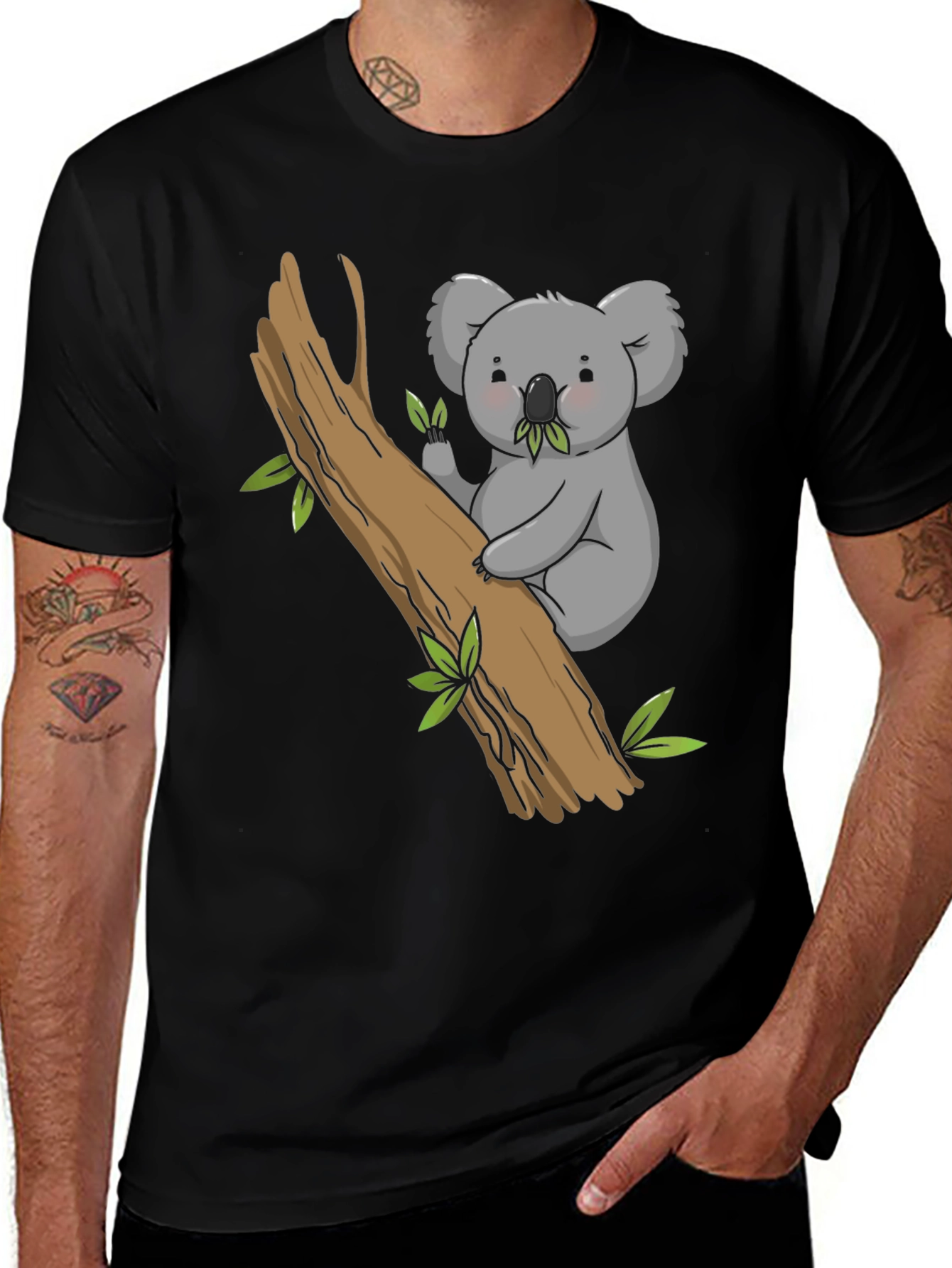 Black Cute Koala Bear Tree T-Shirt main image