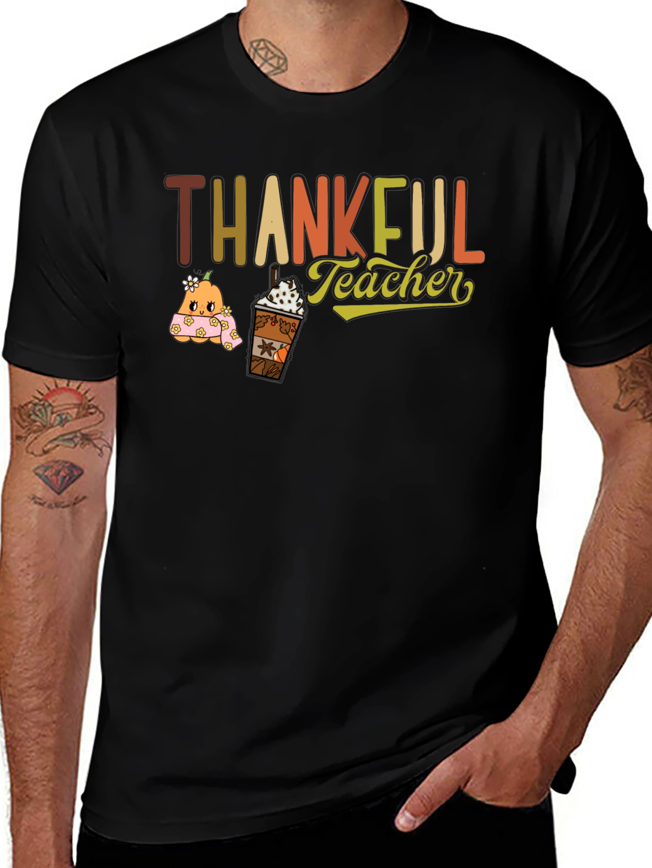 Variant 14 of Thankful Teacher T-Shirt Fall Design