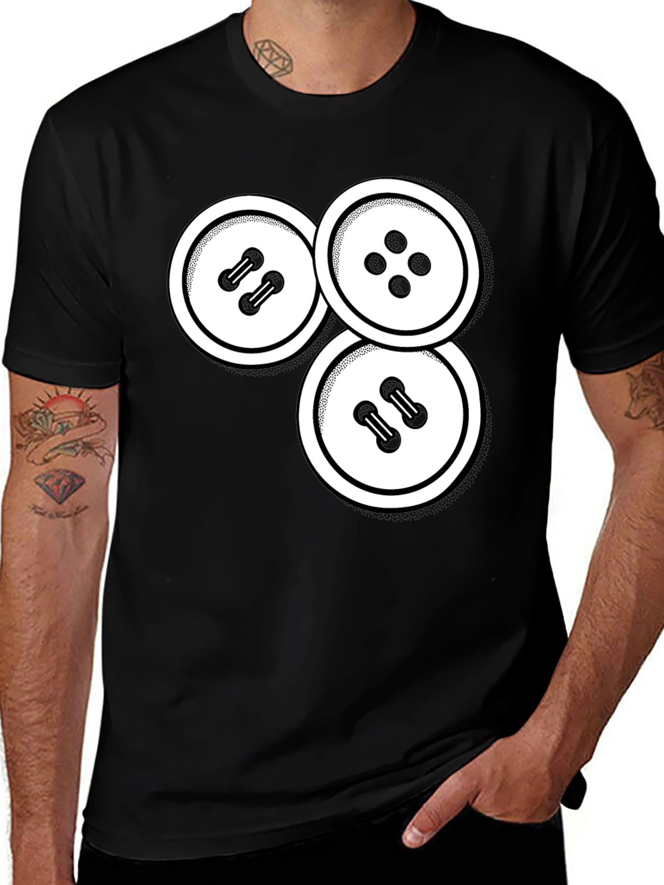 Variant 4 of Button Graphic T-Shirt - Stylish & Unique Design
