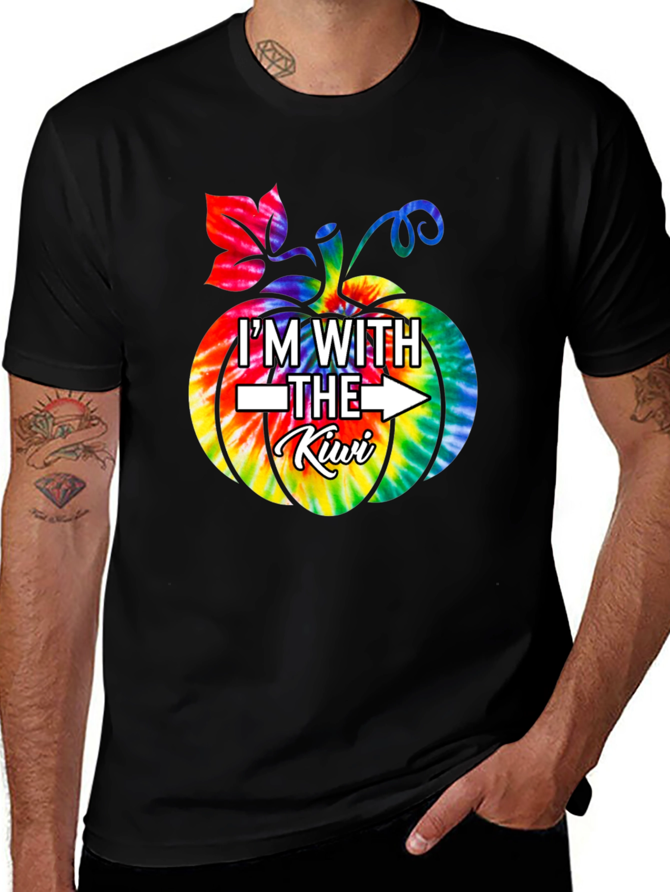 Variant 10 of I'm With The Kiwi T-Shirt Tie Dye Pumpkin