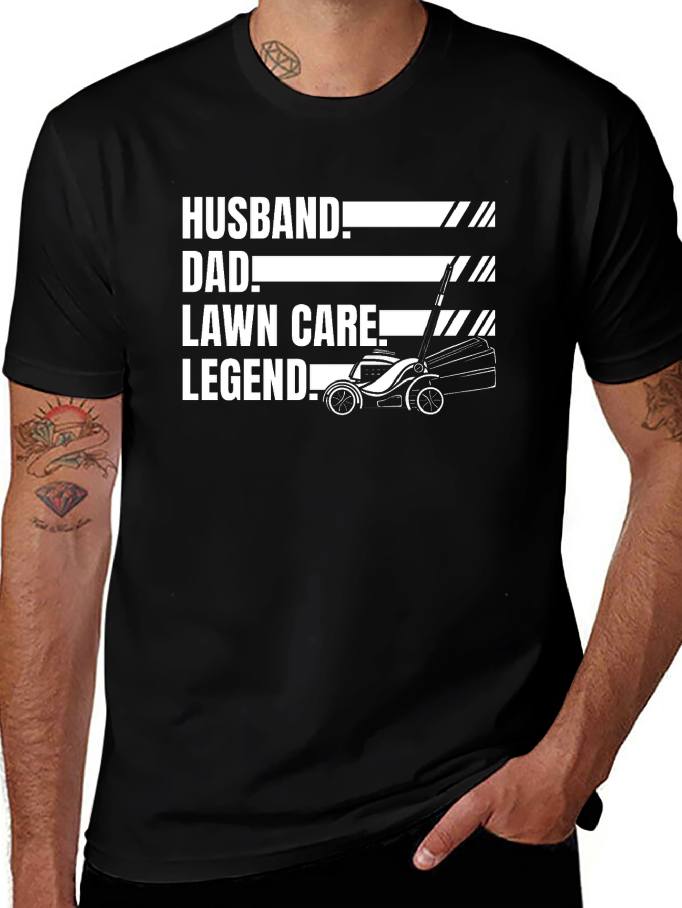 Variant 14 of Husband Dad Lawn Care Legend Black T-Shirt