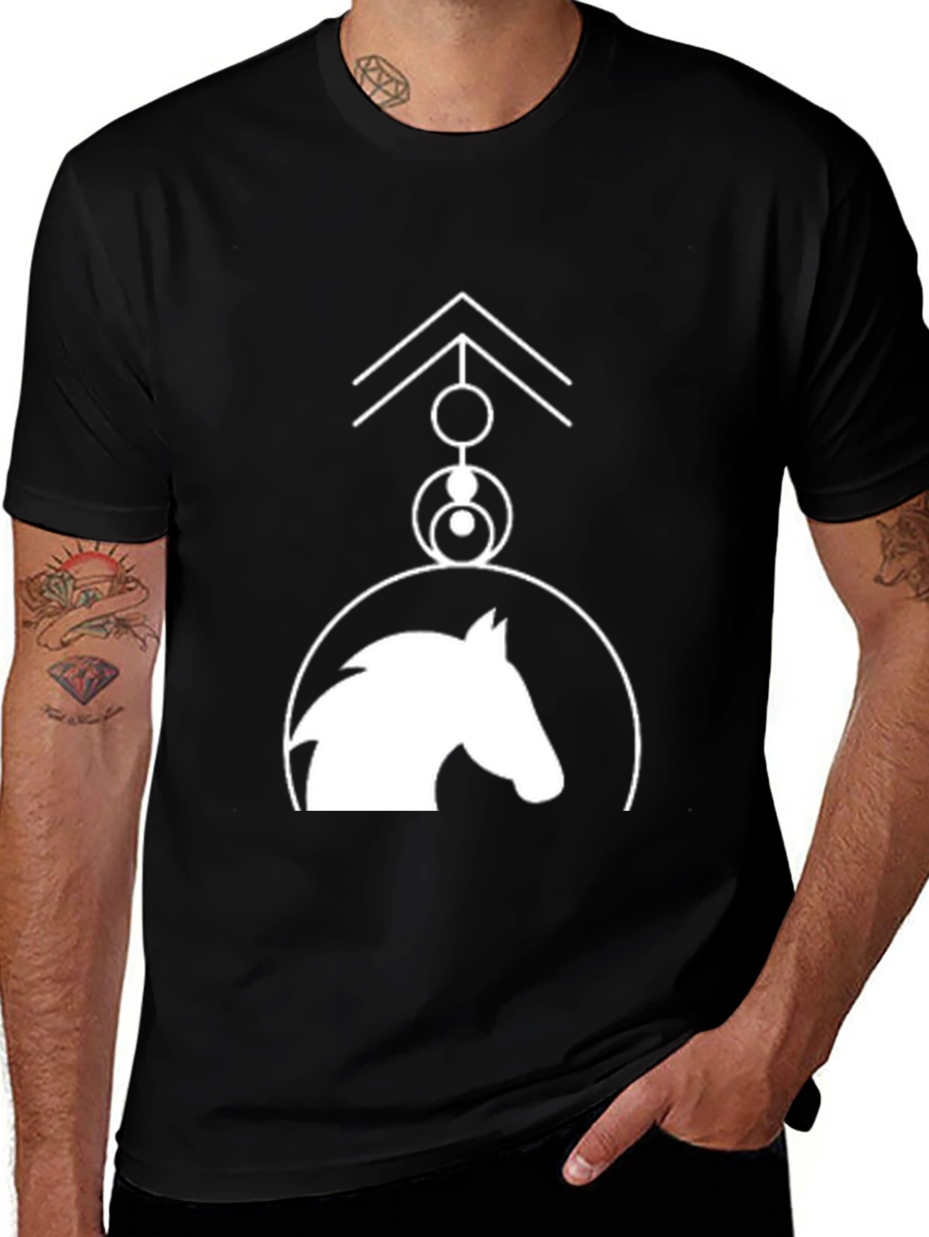 Variant 28 of Horse Graphic Tee - Modern Design, Black Cotton Shirt