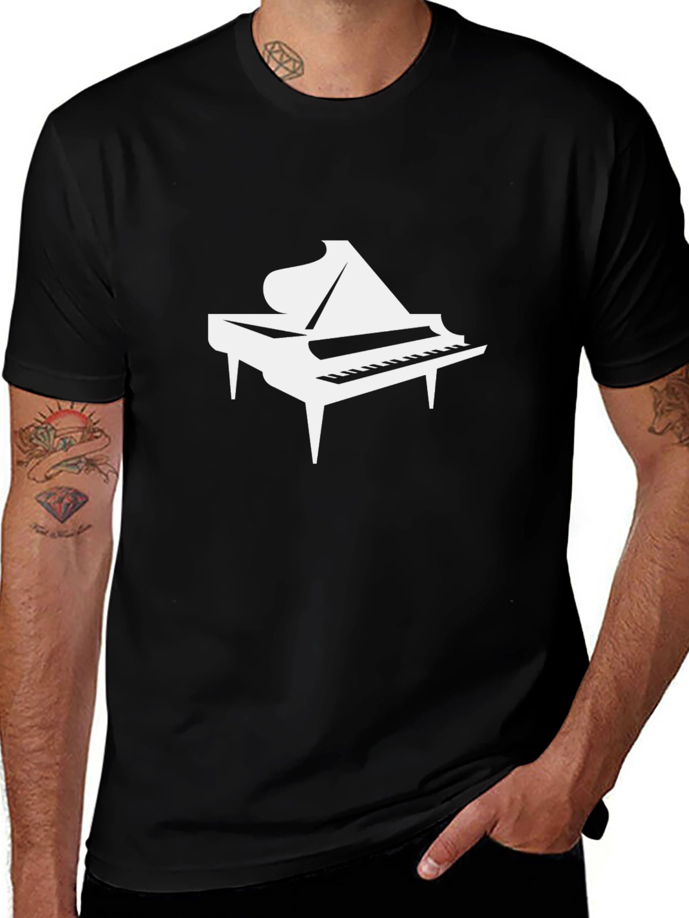 Black Piano T-Shirt - Black Graphic Tee for Music Lovers main image
