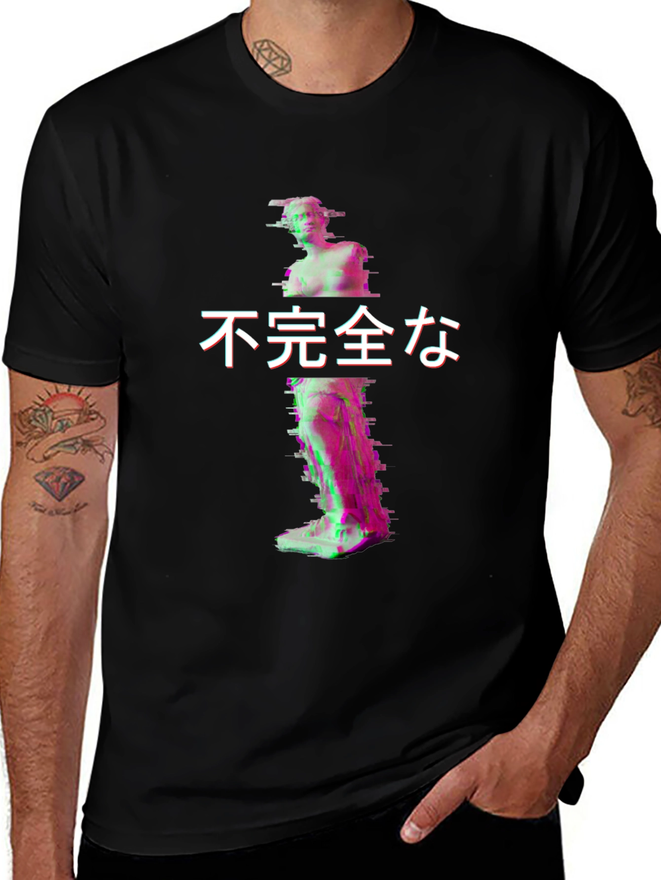 Variant 20 of Glitch Art Statue T-Shirt - Imperfect Aesthetic Tee