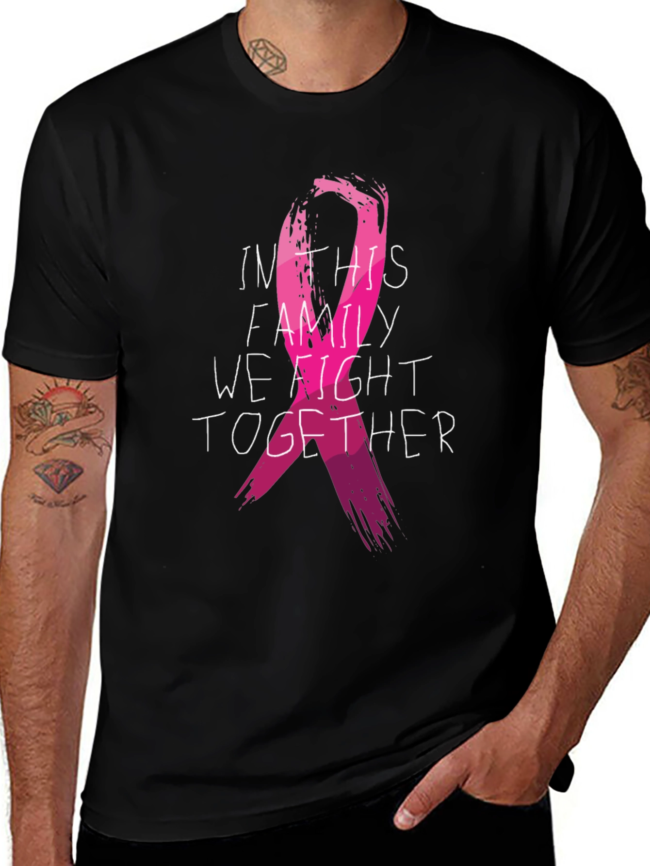 Variant 20 of In This Family We Fight Together Breast Cancer Awareness T-Shirt