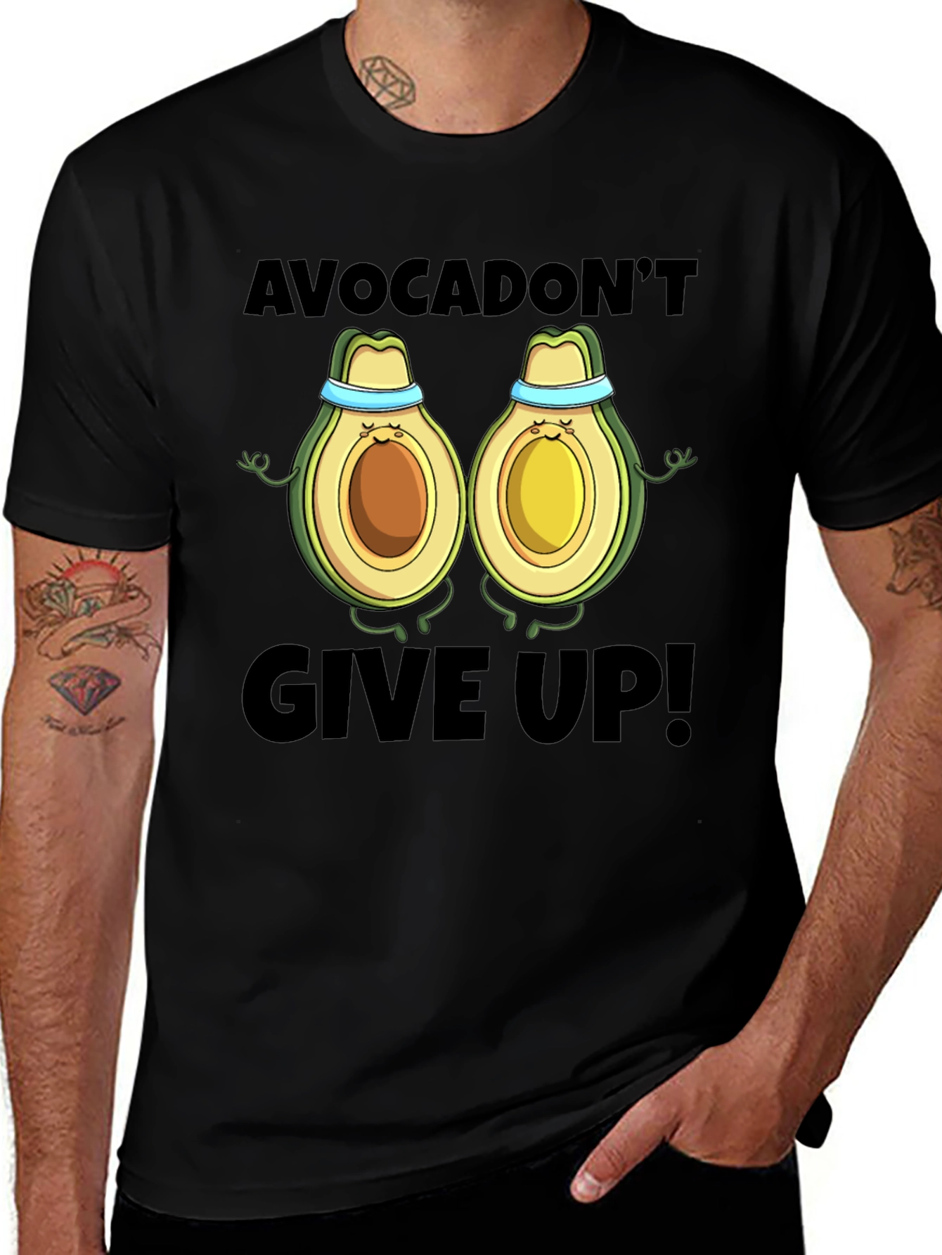 Variant 19 of Avocadon't Give Up! Black Graphic T-Shirt