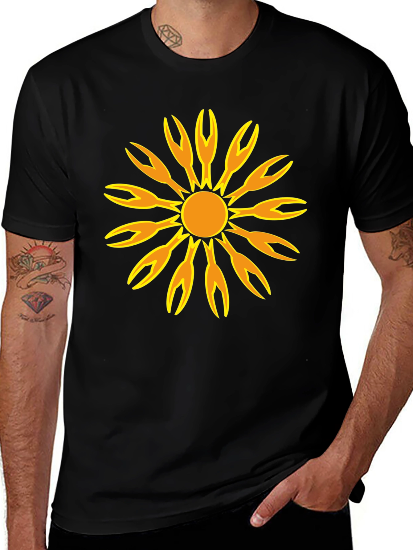 Variant 20 of Crab Sunflower Black T-Shirt