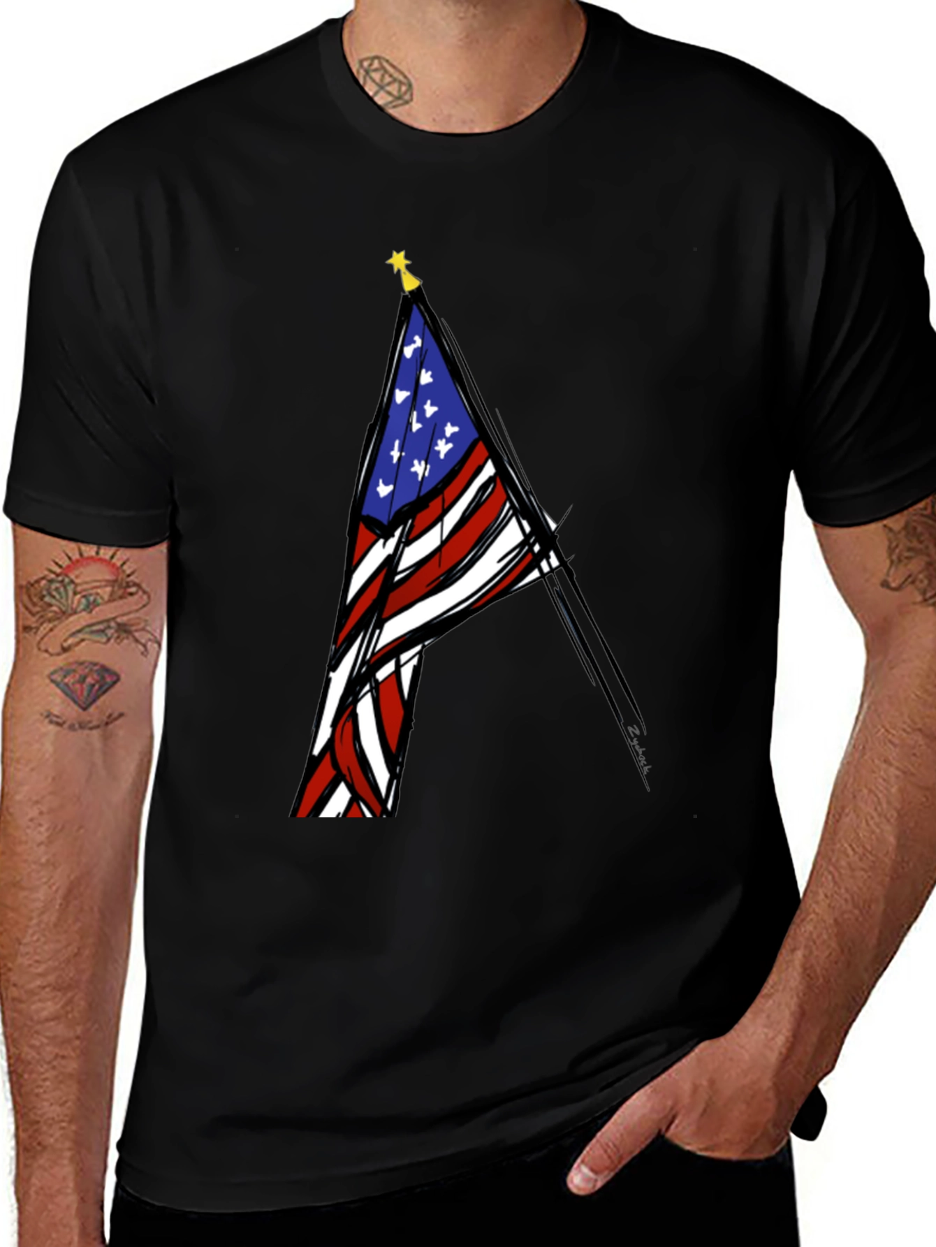 Black USA Flag Graphic T-Shirt - Patriotic Fashion main image