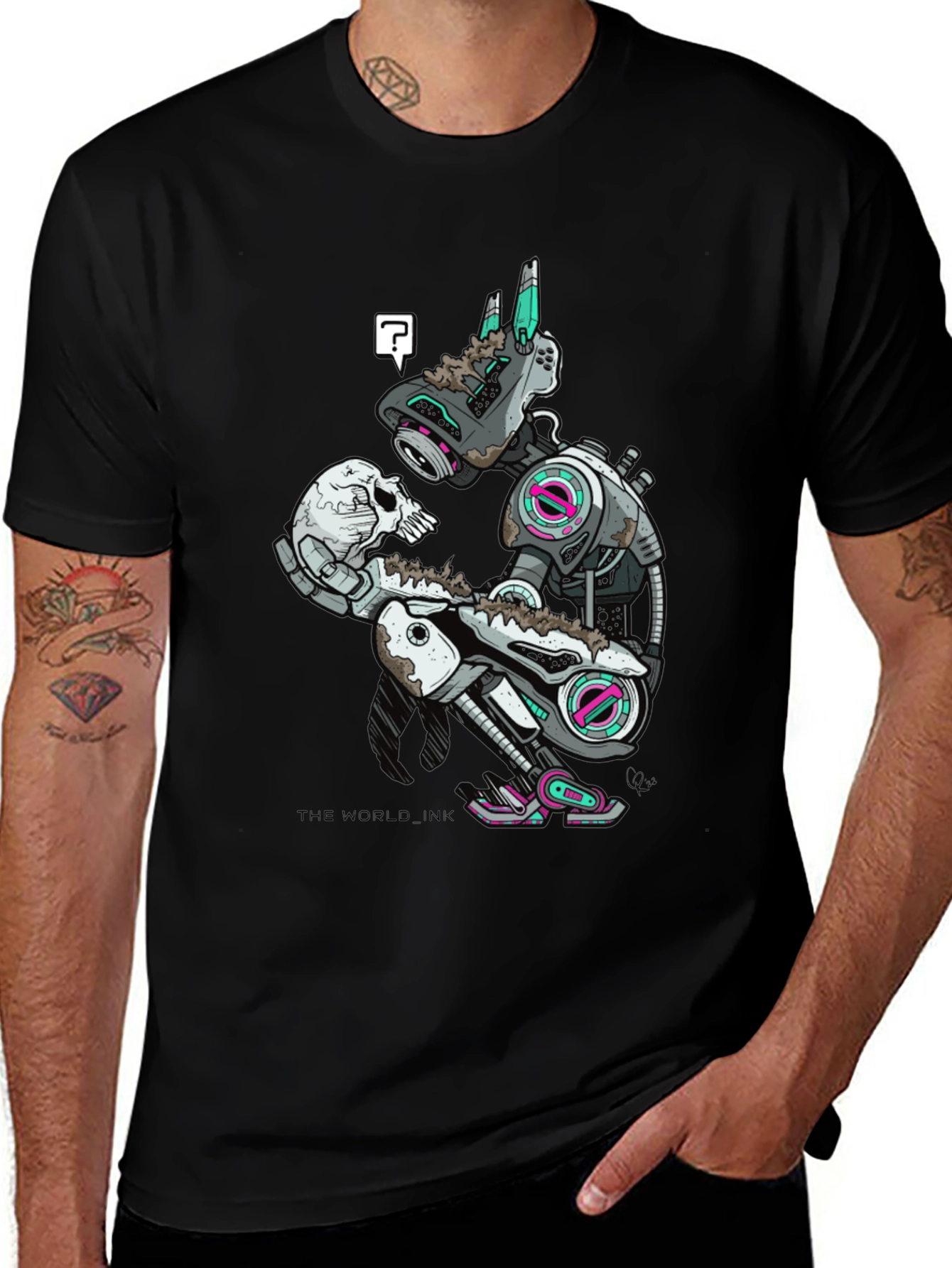 Variant 22 of Robot Skull T-Shirt - Dark Graphic Tee