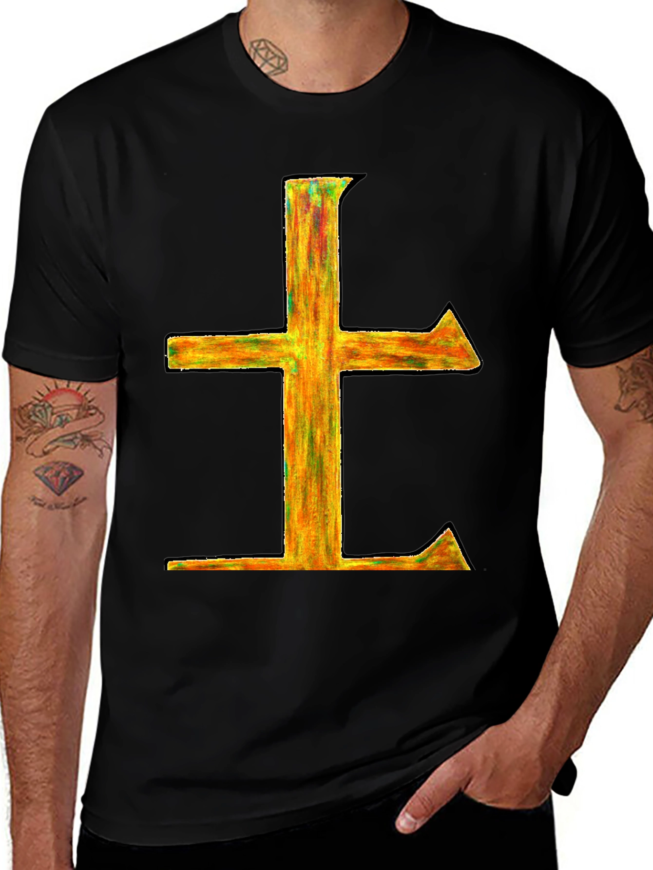 Abstract Symbol Tee - Unique Graphic Design Black T-Shirt