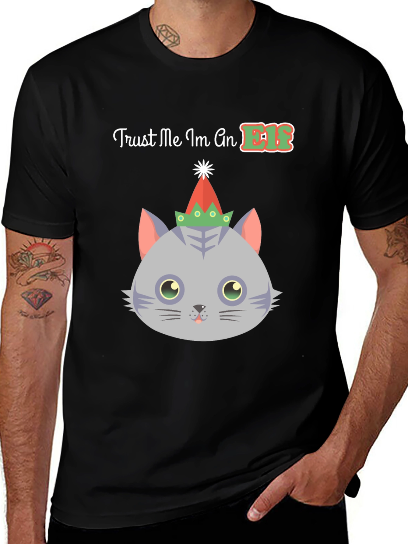 Trust Me I'm An Elf Cat Christmas T-Shirt