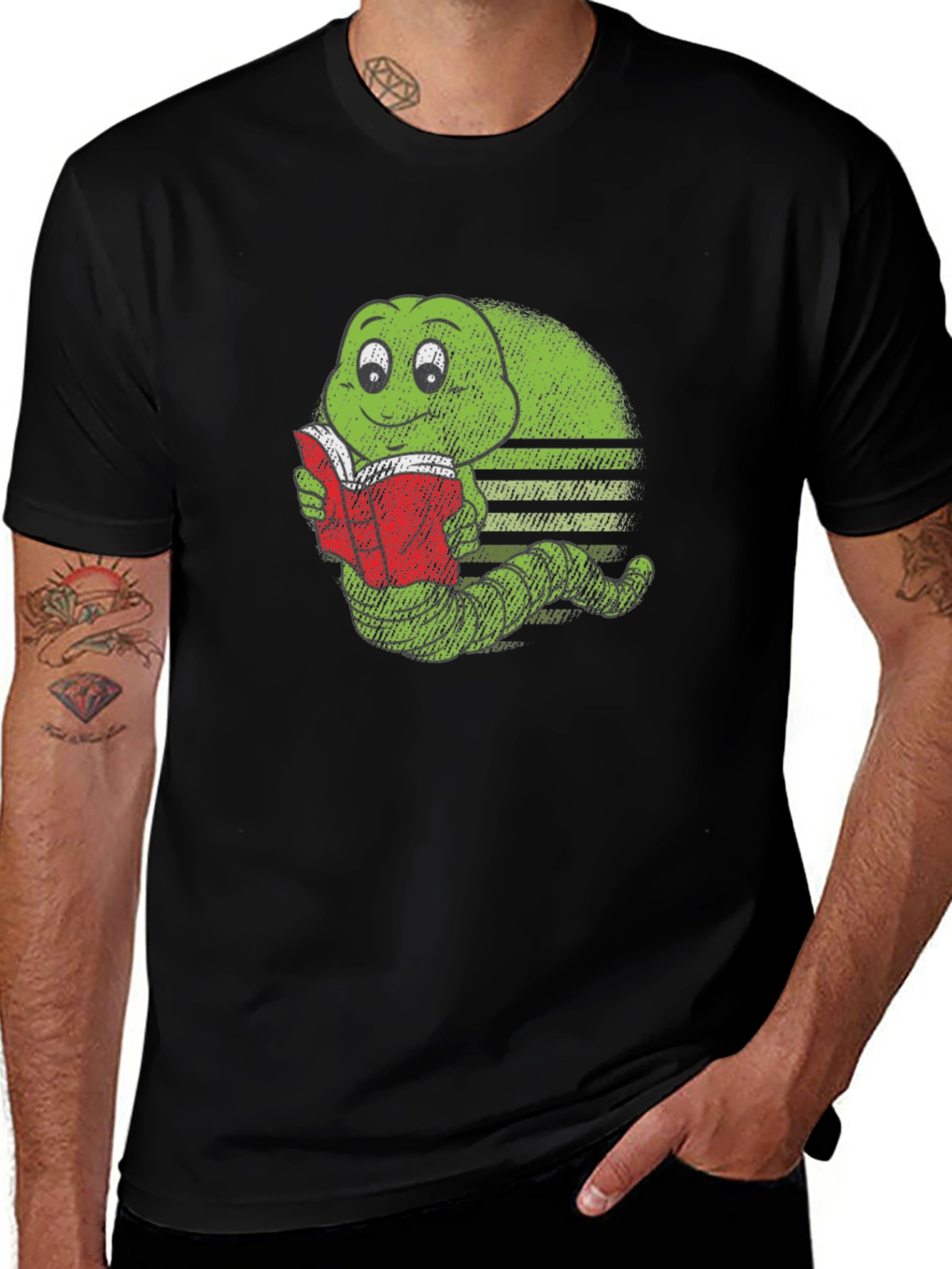 Variant 14 of Bookworm Caterpillar Graphic Tee - Soft Cotton