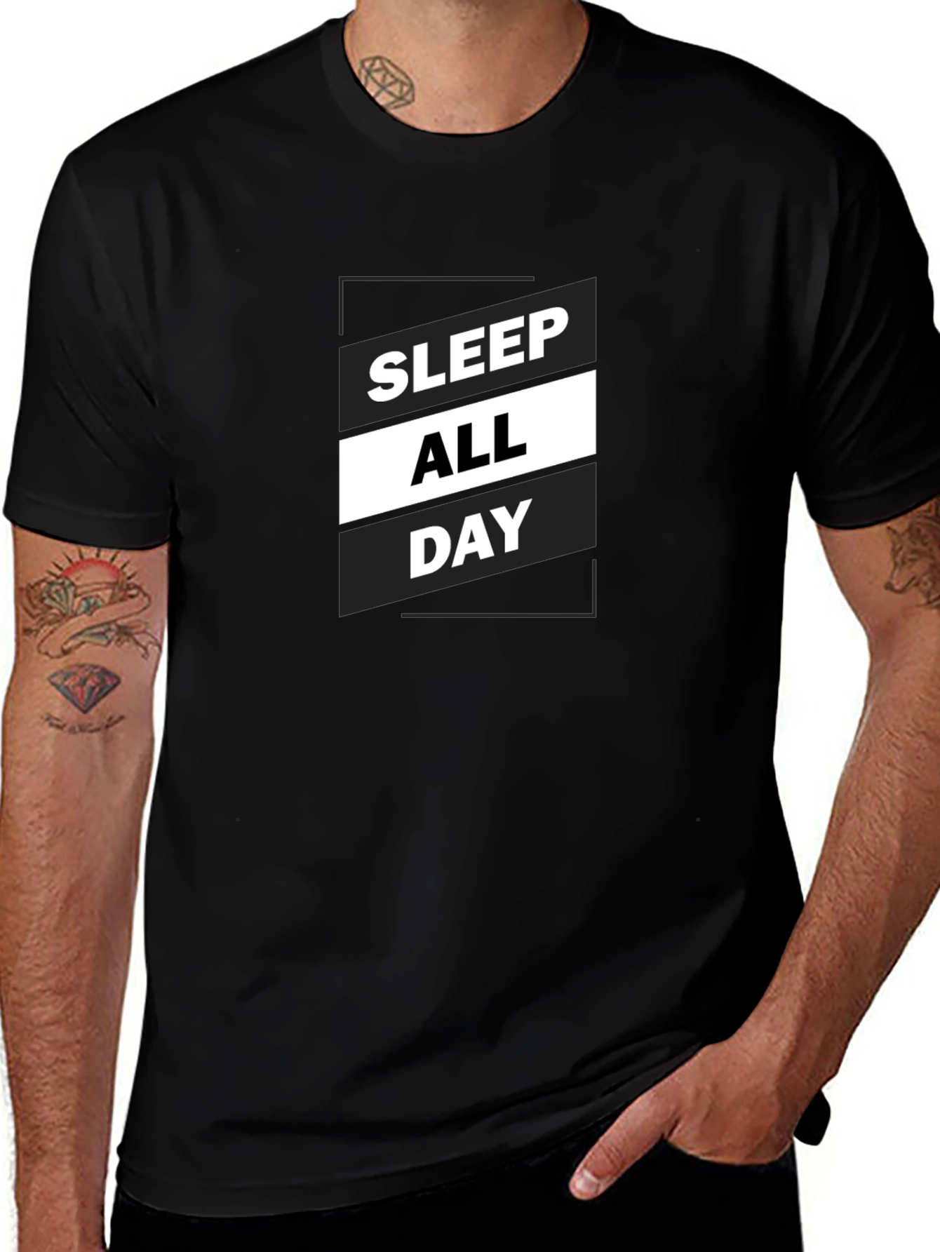 Variant 21 of Sleep All Day Graphic Tee - Men's Black T-Shirt