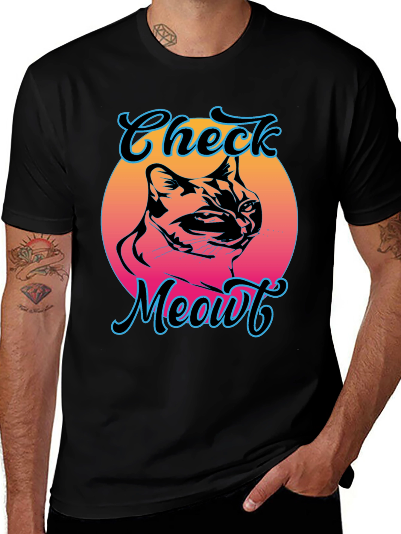 Variant 9 of Check Meowt Cat T-Shirt - Graphic Print Tee
