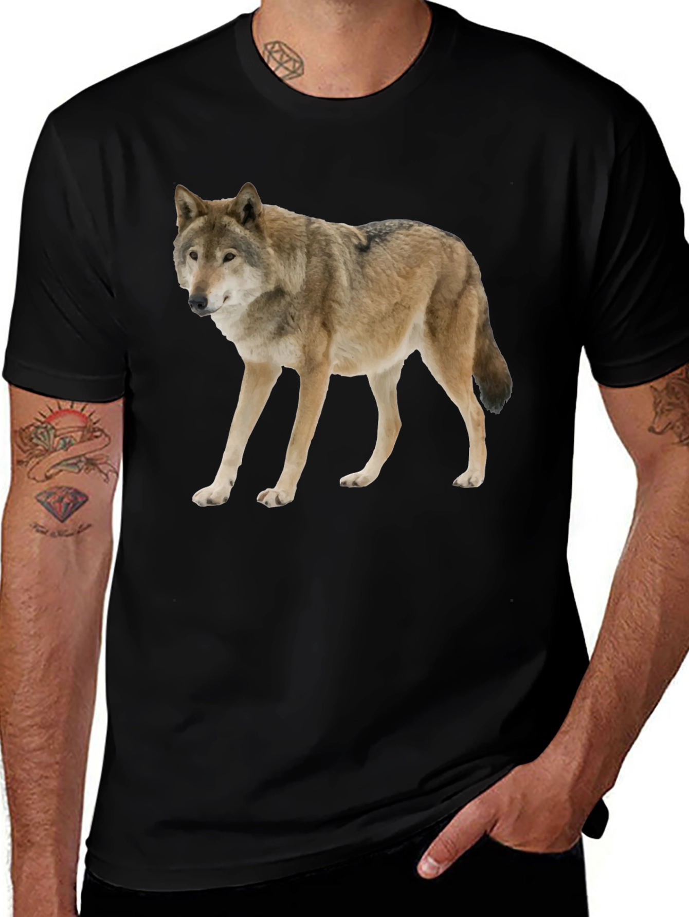 Variant 30 of Wolf Graphic Print Black T-Shirt