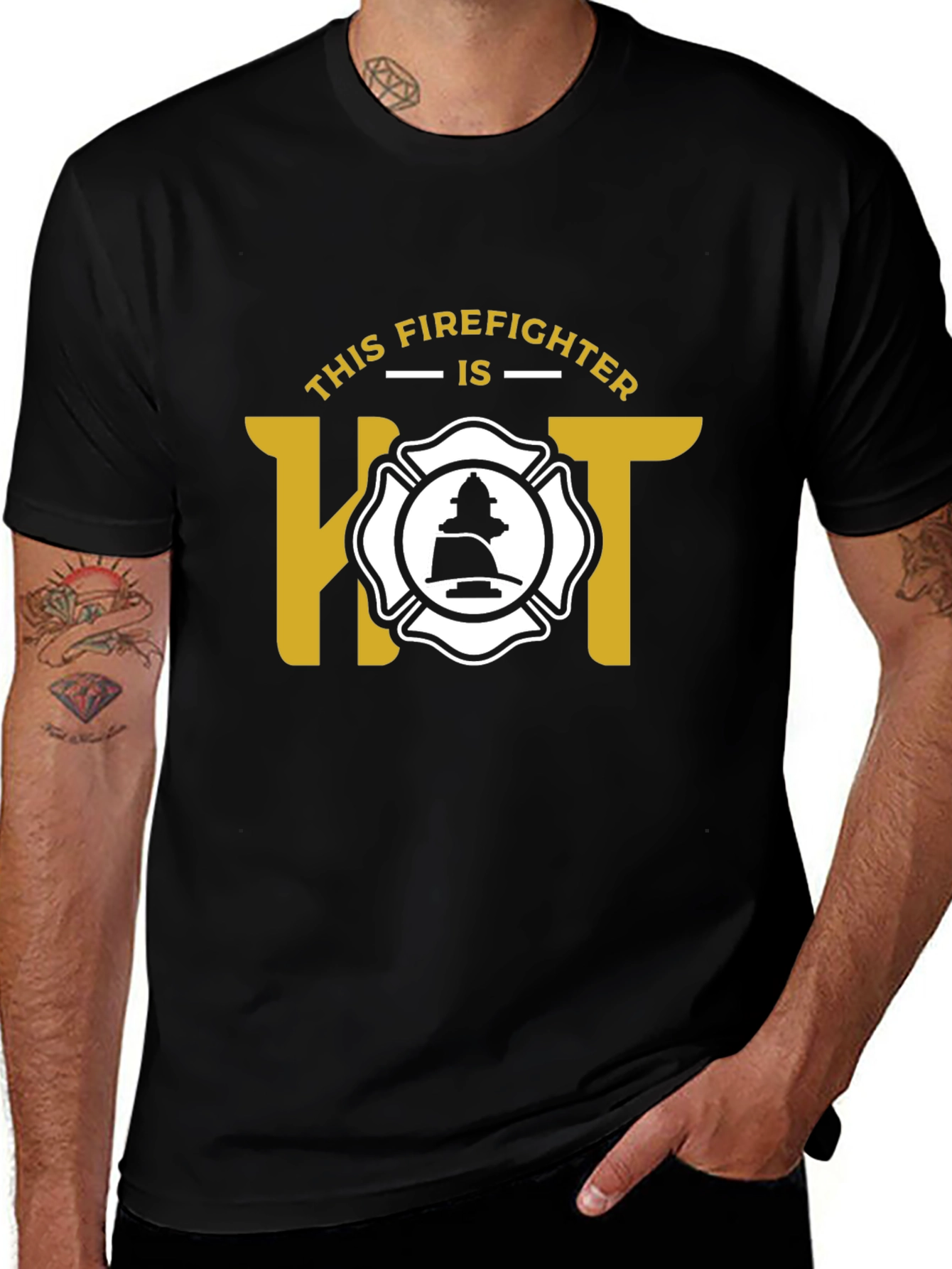 Variant 9 of Firefighter HOT Graphic Tee - Black