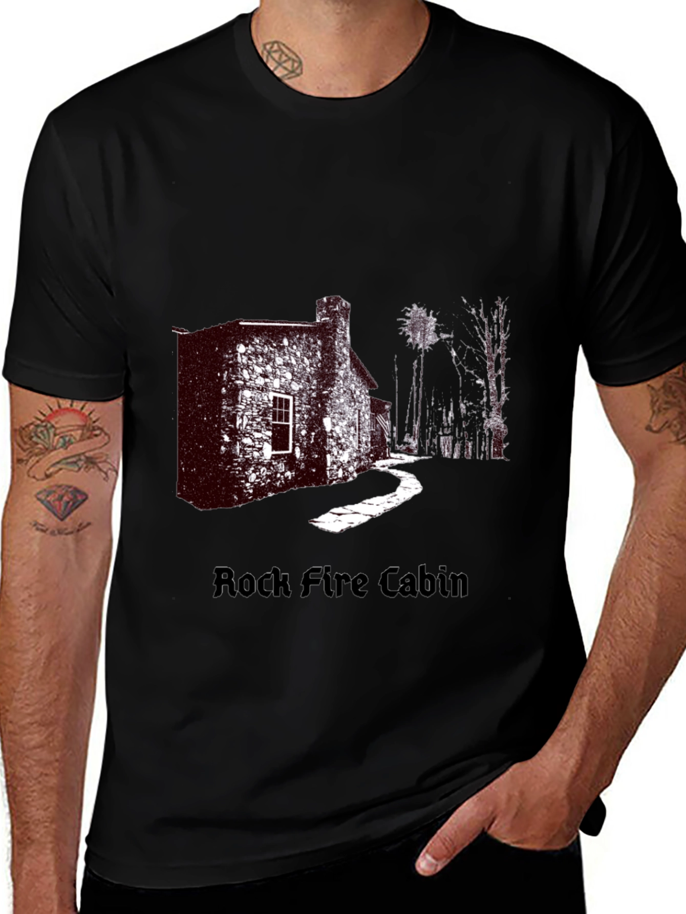 Variant 10 of Rock Fire Cabin Graphic Tee - Black