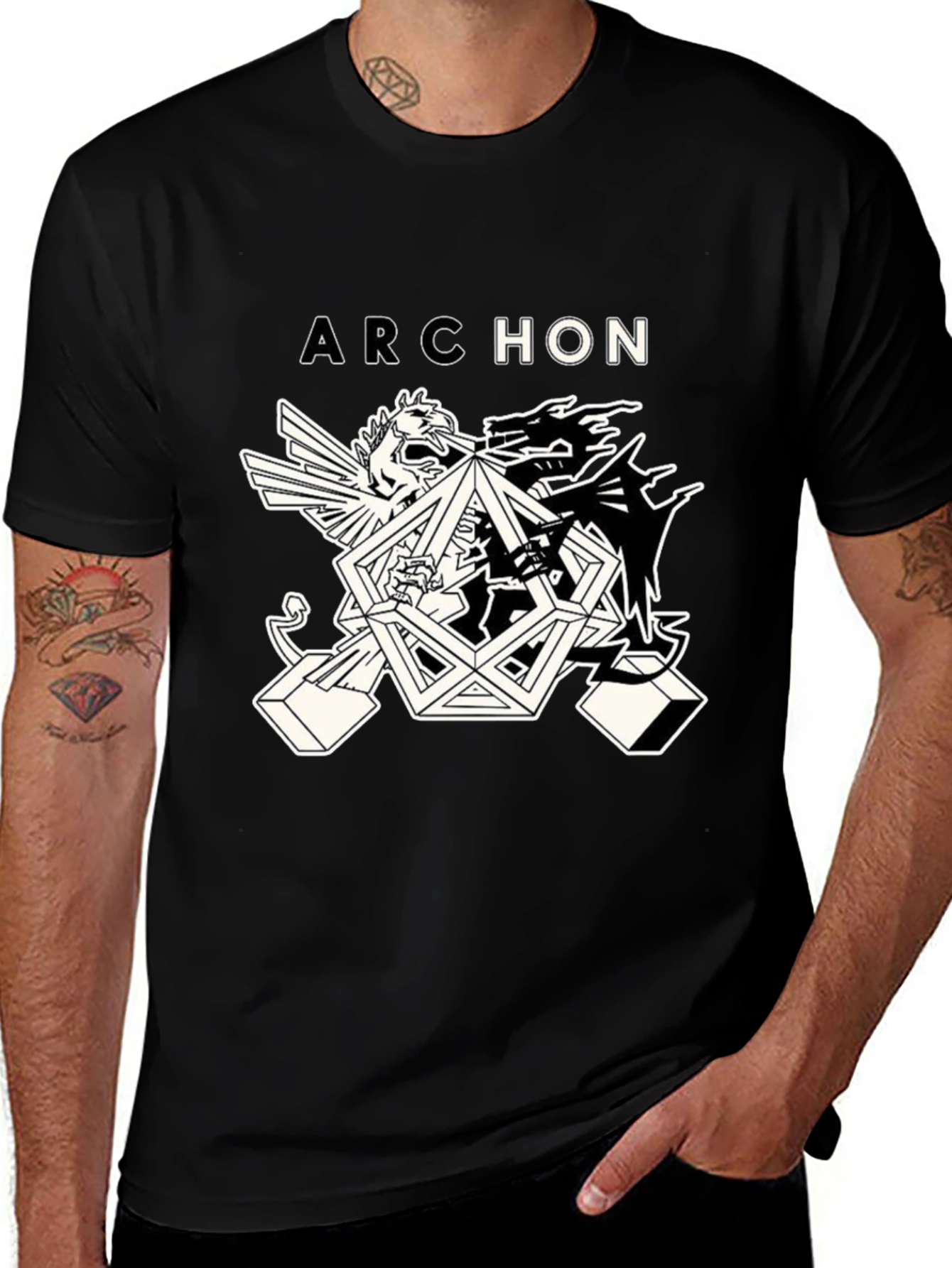 Variant 26 of Archon Graphic Tee - Black Cotton Blend