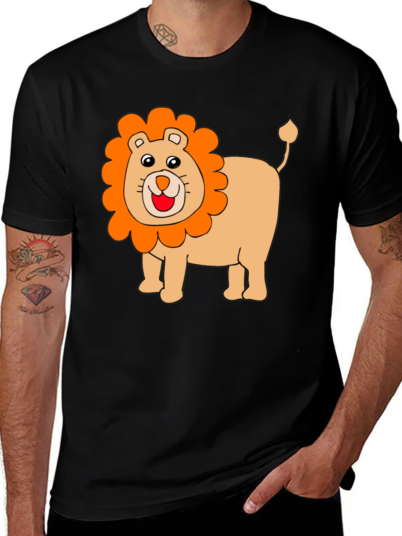Variant 20 of Cartoon Lion Black T-Shirt