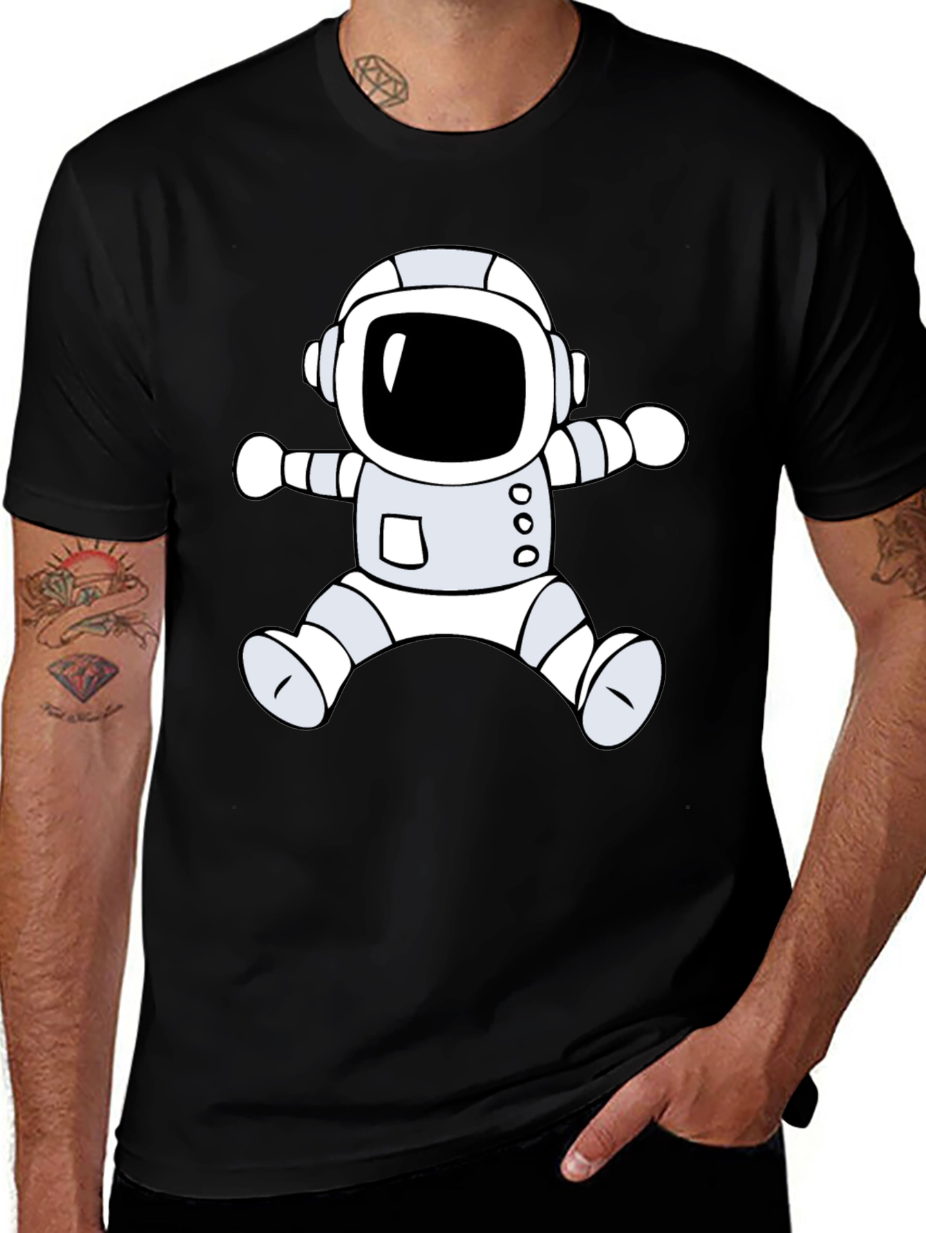 Variant 11 of Astronaut Graphic Tee - Black Cotton Casual T-Shirt