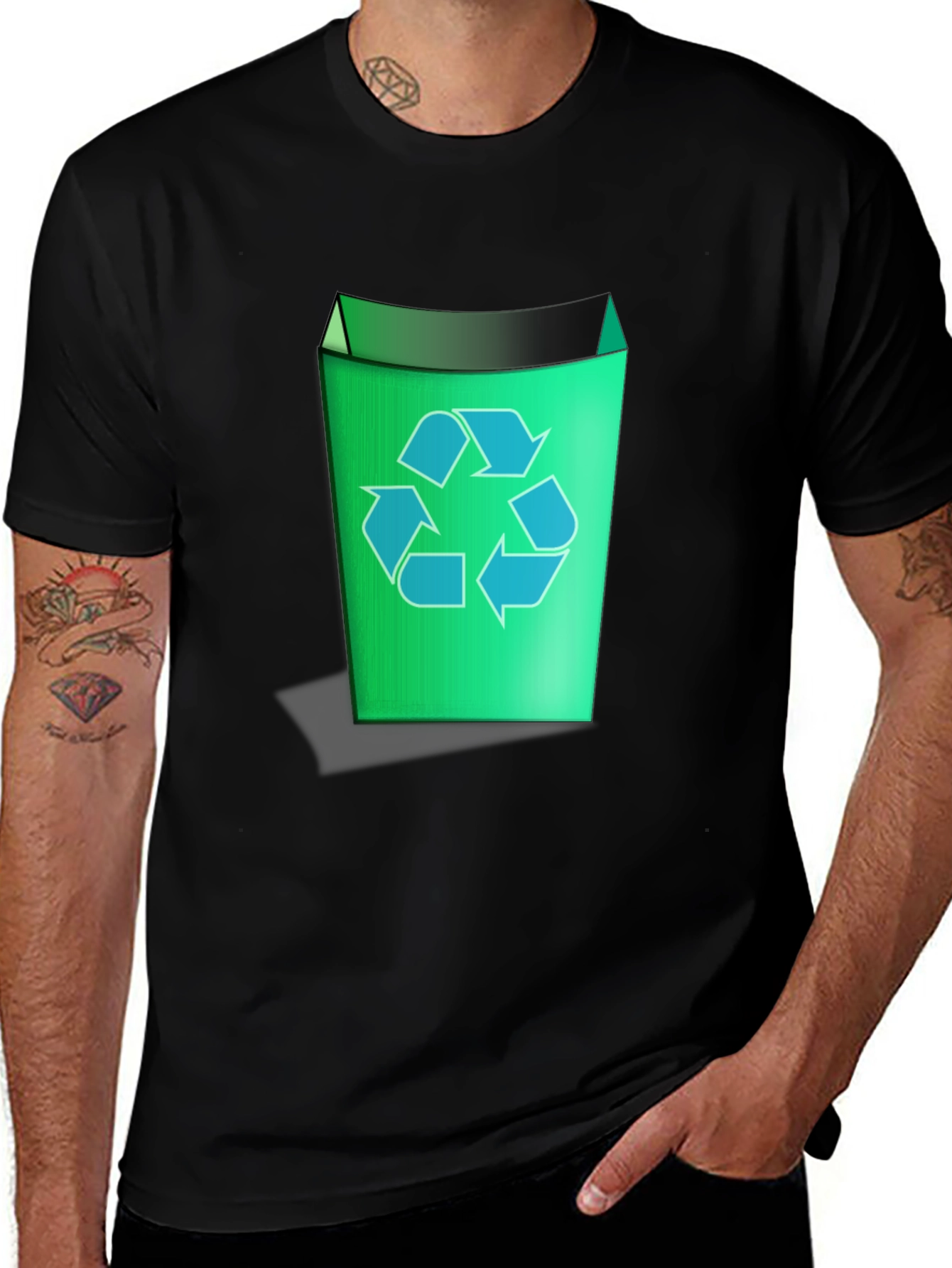 Variant 8 of Recycle Bin Graphic Tee - Black