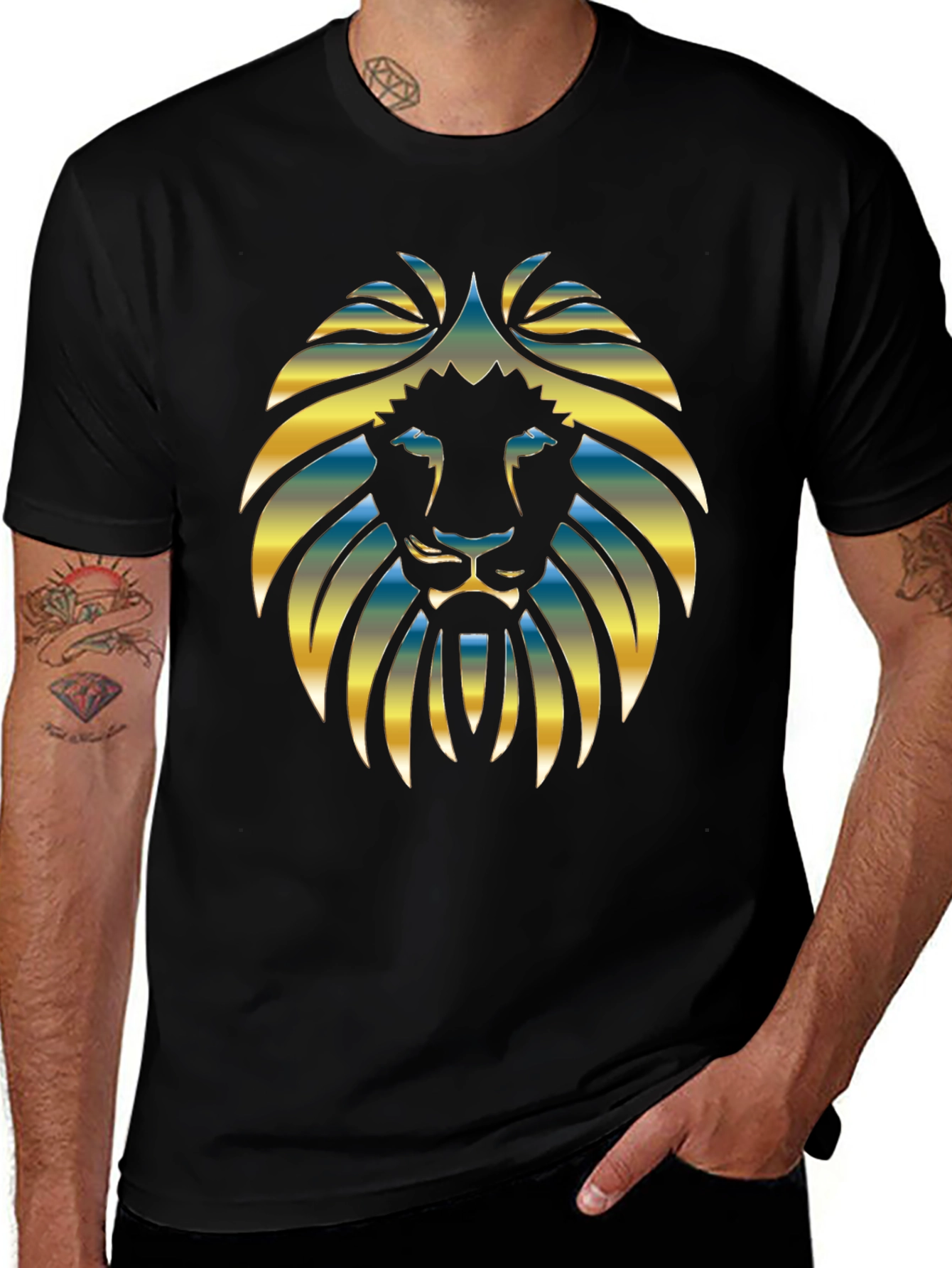 Variant 24 of Lion Graphic Black T-Shirt