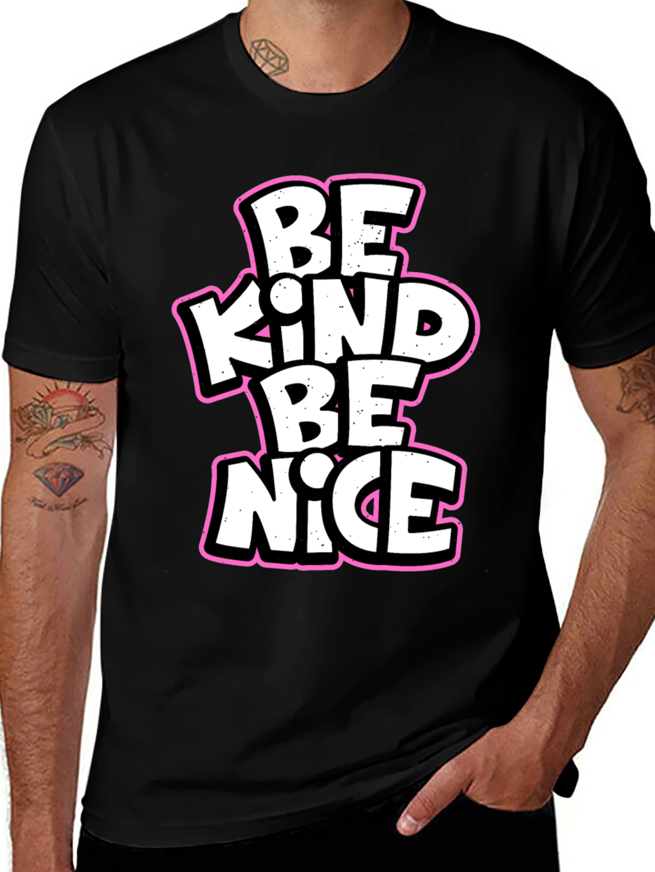 Variant 9 of Be Kind Be Nice Black Graphic T-Shirt