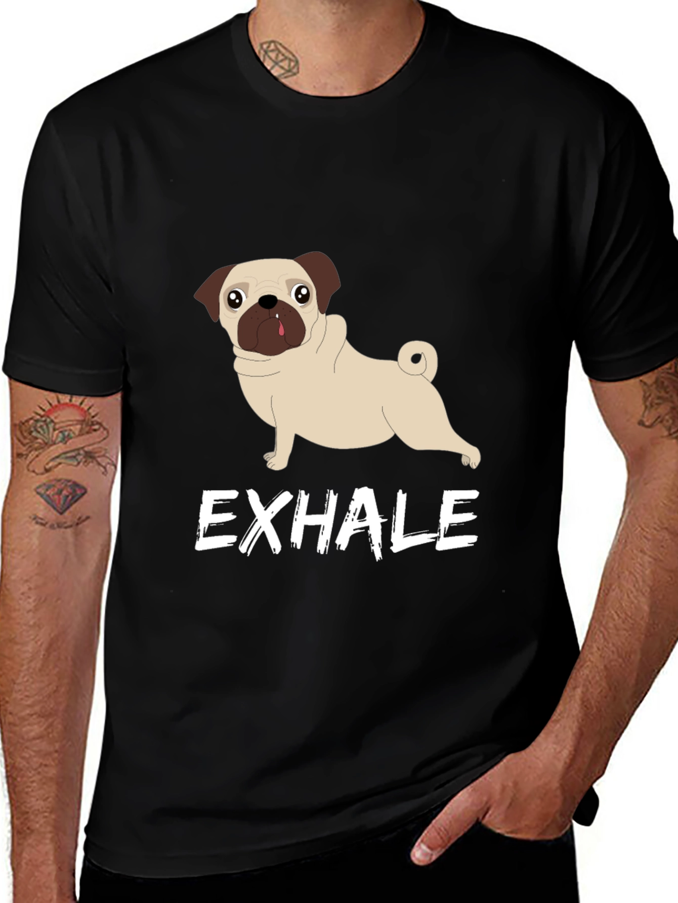 Variant 3 of Exhale Pug Graphic Tee - Stylish Comfort