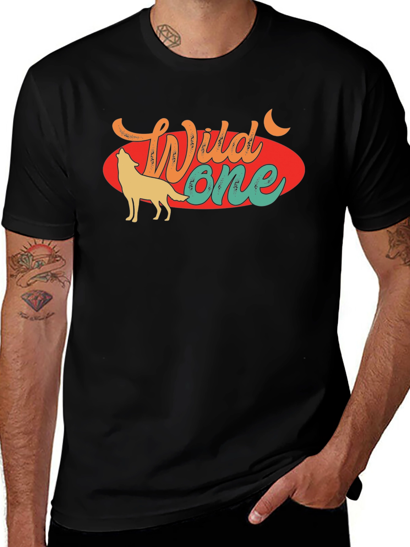 Variant 23 of Wild One Wolf Graphic Tee - Retro Style T-Shirt