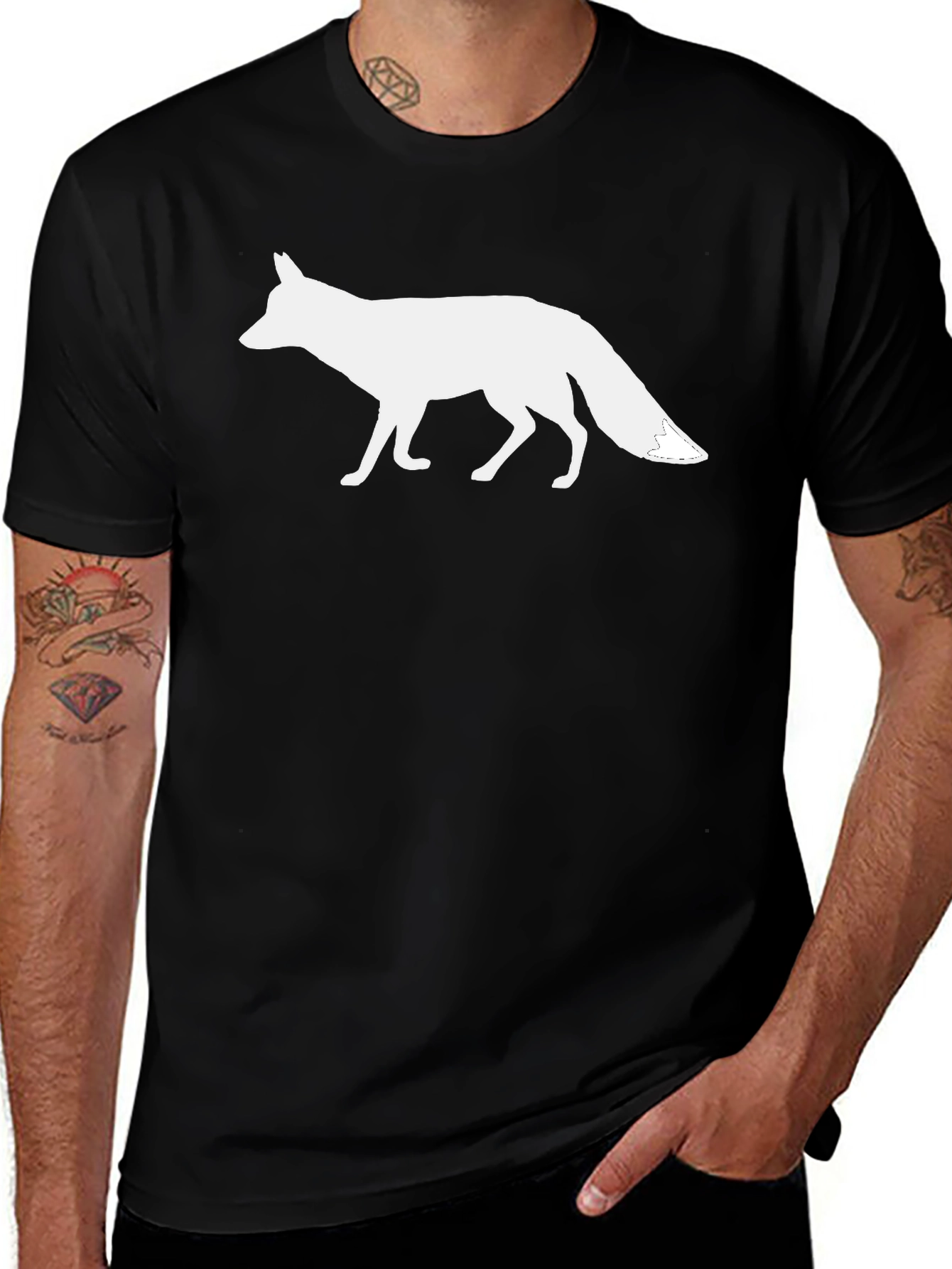 Variant 26 of Fox Silhouette Graphic Tee - Black Cotton Blend