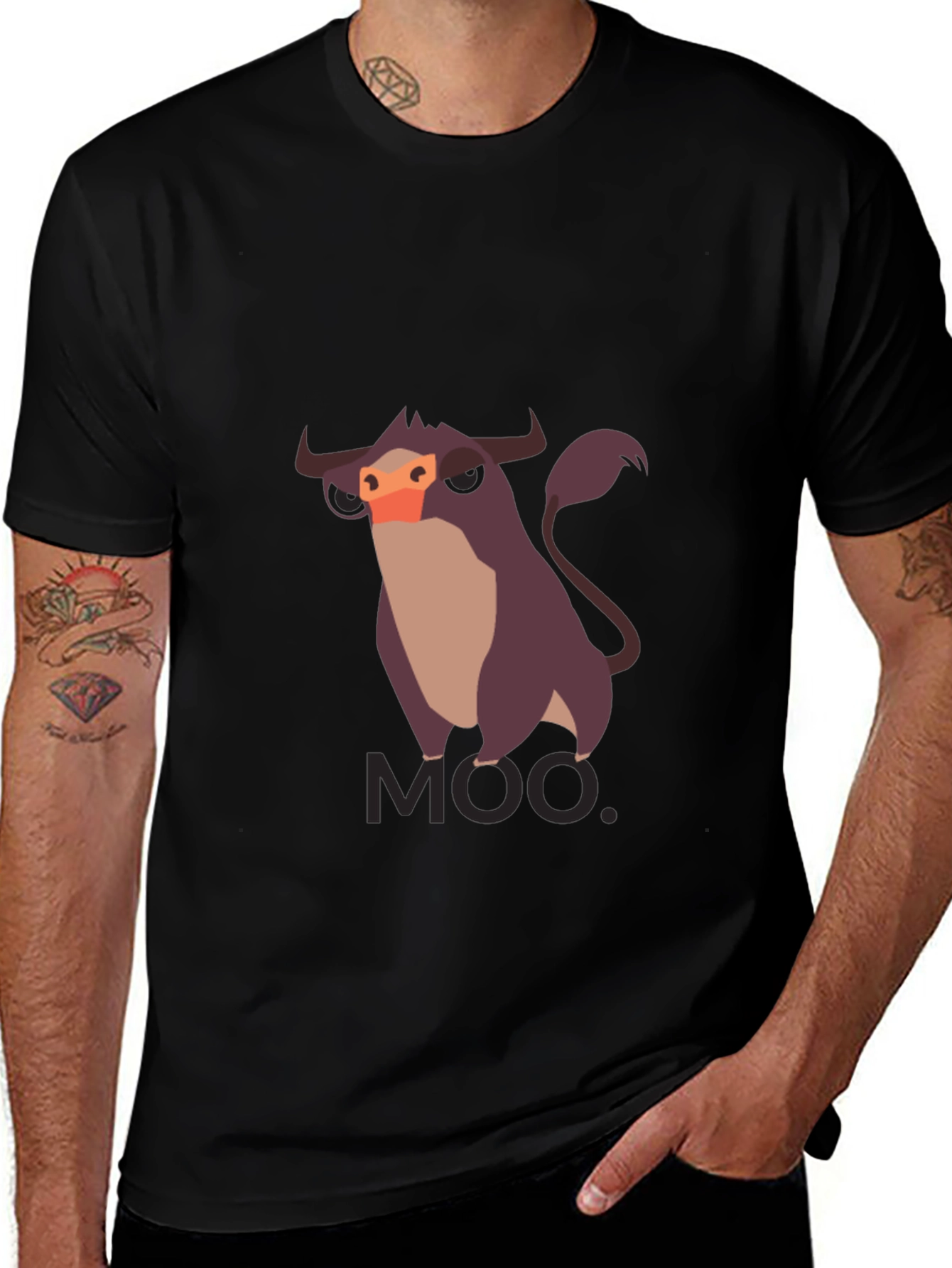 Variant 14 of Moo Cow Graphic Tee - Black Cotton T-Shirt