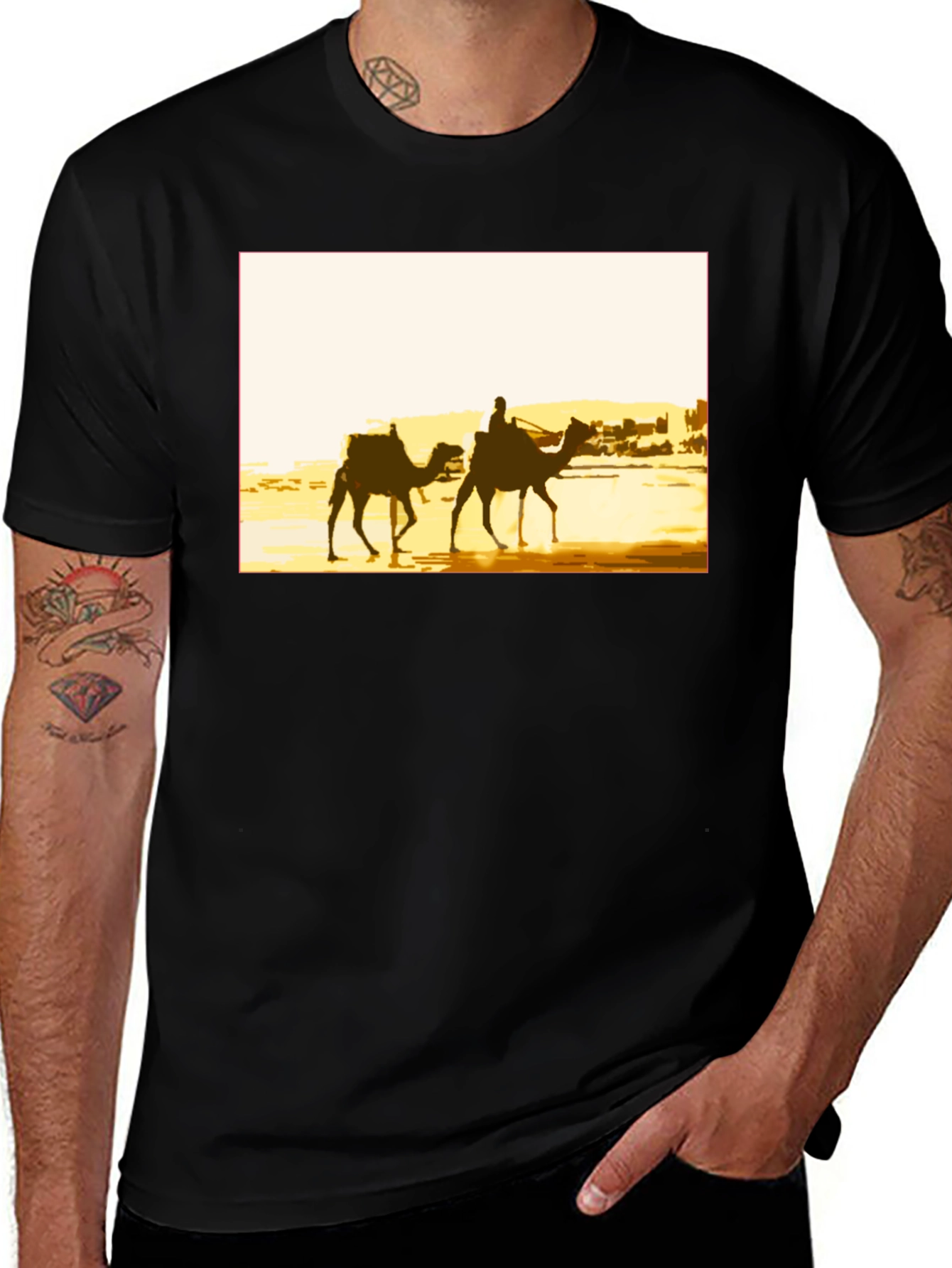 Variant 16 of Desert Caravan Graphic Tee - Black