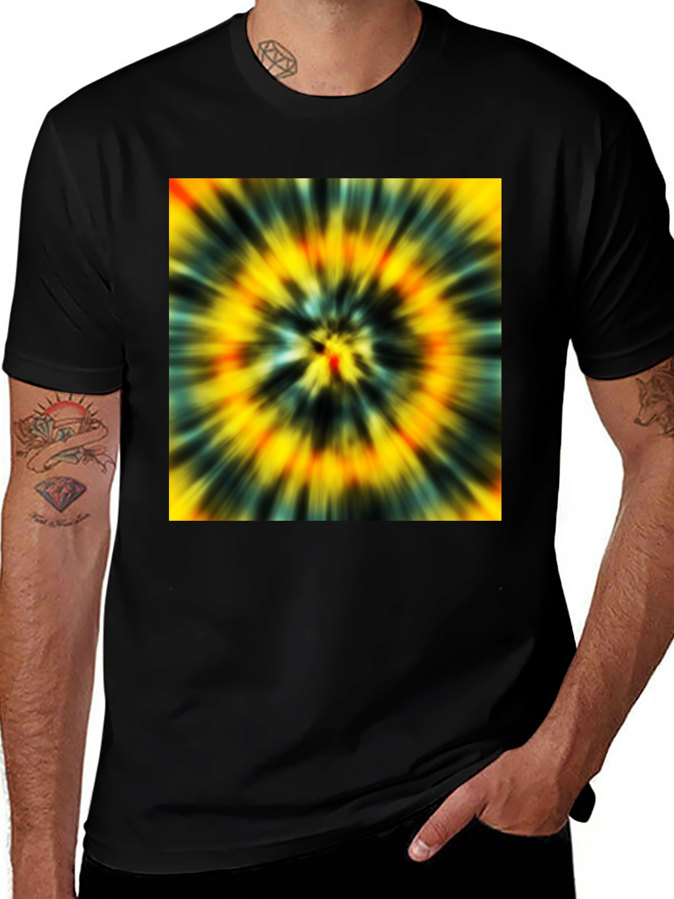 Variant 3 of Psychedelic Tie-Dye T-Shirt - Black Cotton Blend
