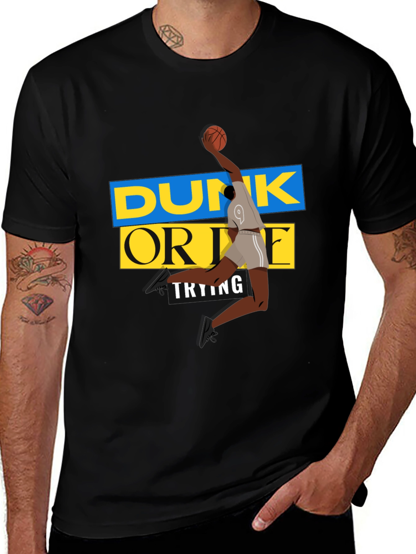 Dunk Or Die Trying Men's Black Graphic Tee