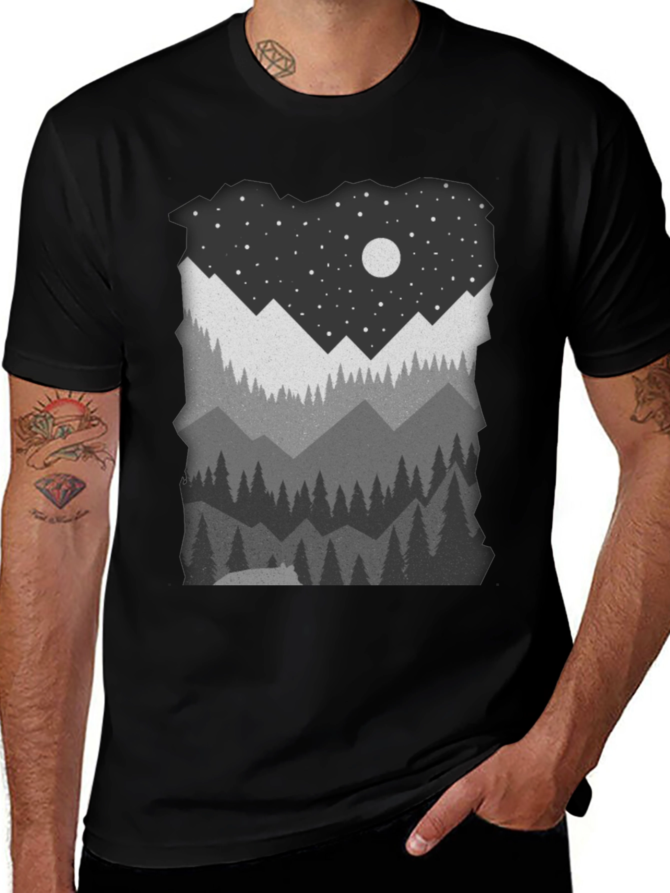 Mountain Nightscape Graphic Tee - Nature Inspired Apparel