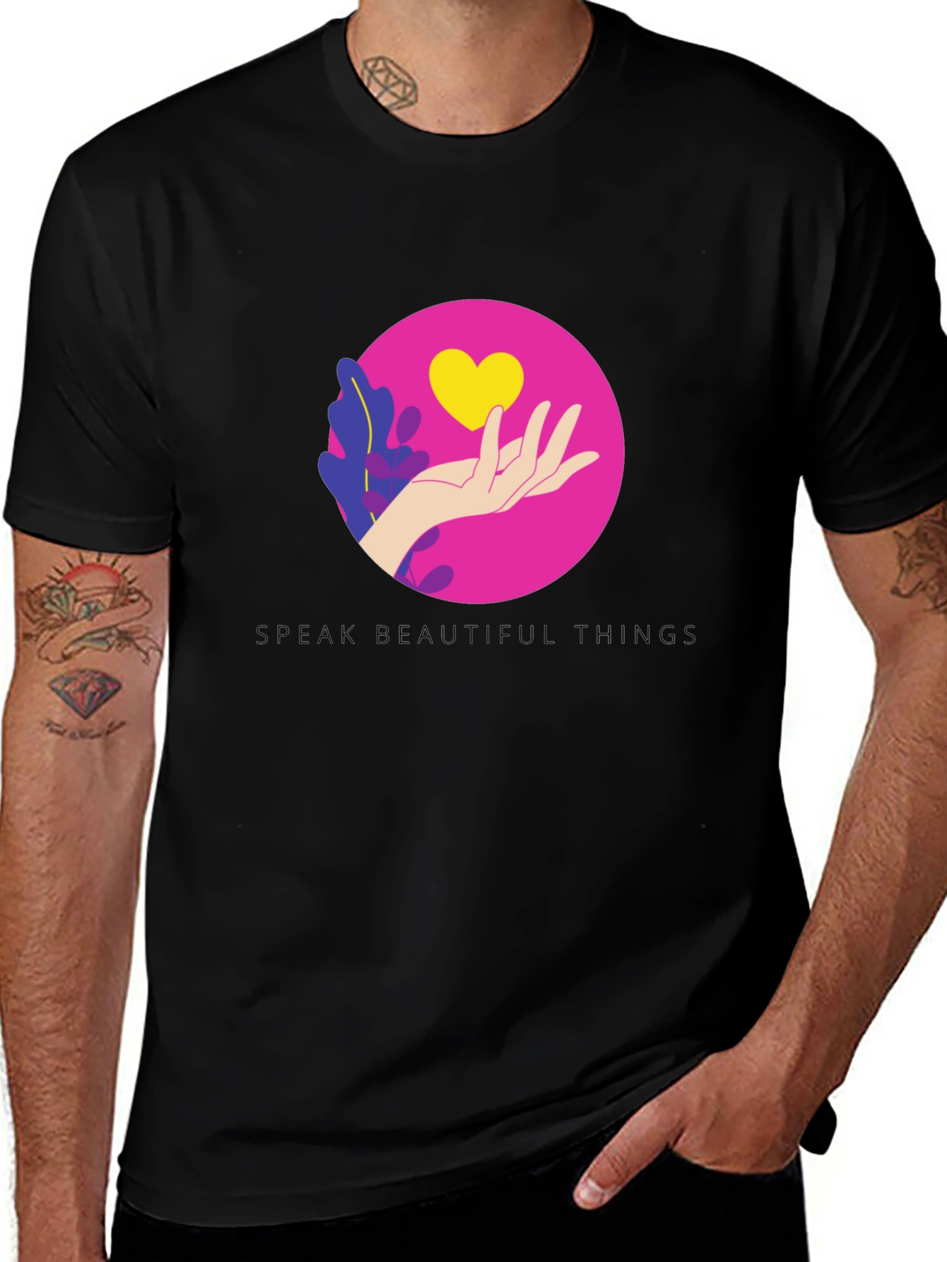 Variant 12 of Heart Graphic Black T-Shirt
